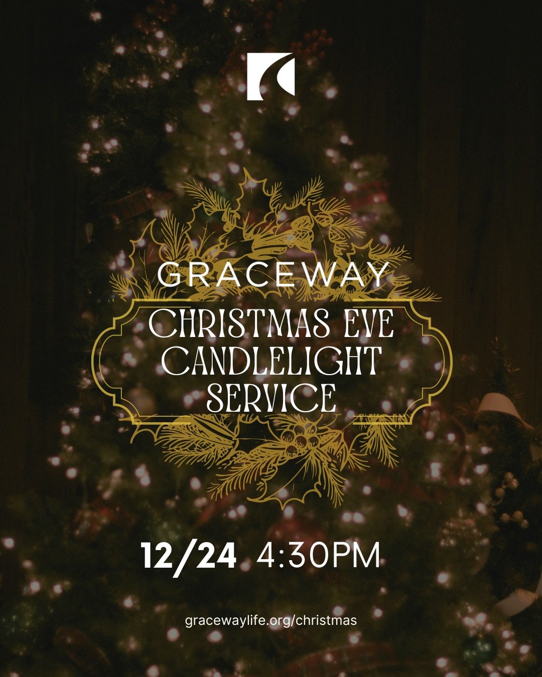This Wednesday, December 24, you are invited to GraceWay&rsquo;s Christmas Eve Candlelight Service (4:30pm). Join us for the comfort and joy of Christmas carols, the Christmas story, refreshments and candlelight singing. 

Learn more at gracewaylife.