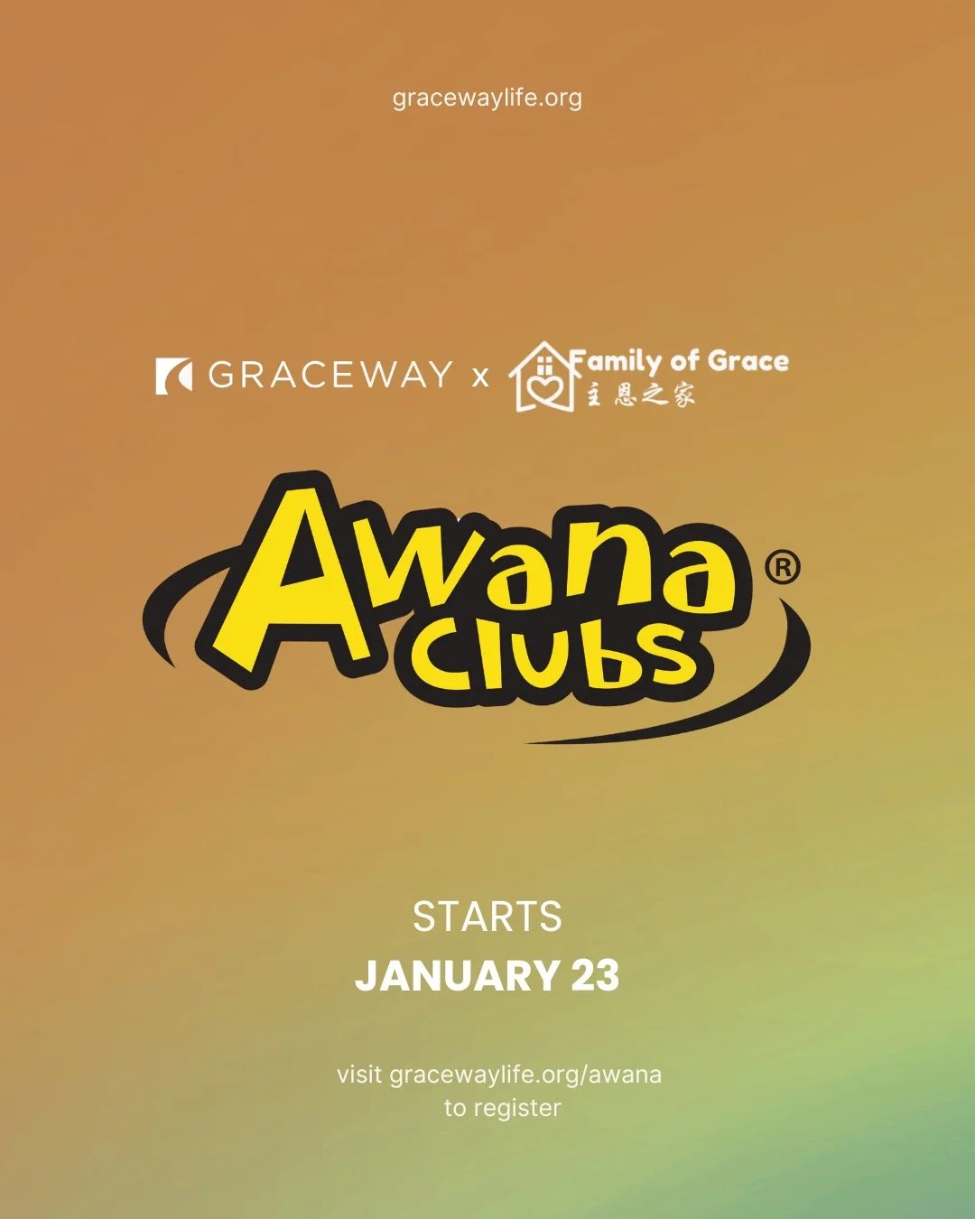 AWANA Club at GraceWay is a dynamic Friday night program for kids ages 4 through 6th grade, designed to build faith through Scripture memory, games, and meaningful relationships. Children grow in God's Word while having fun and connecting with caring