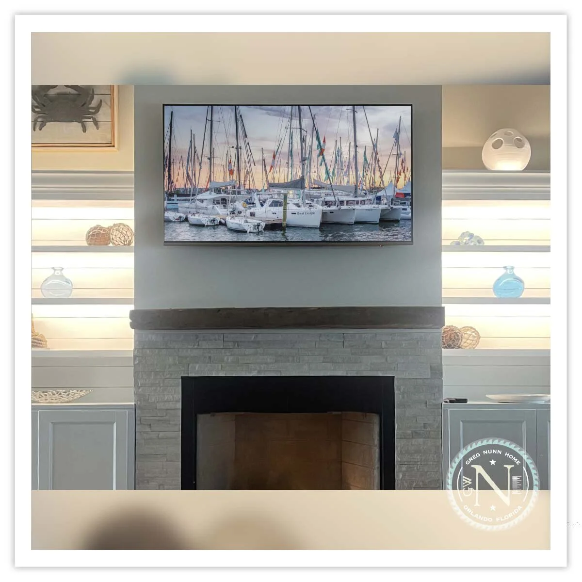 Built-in Bookcases Framing A Fireplace