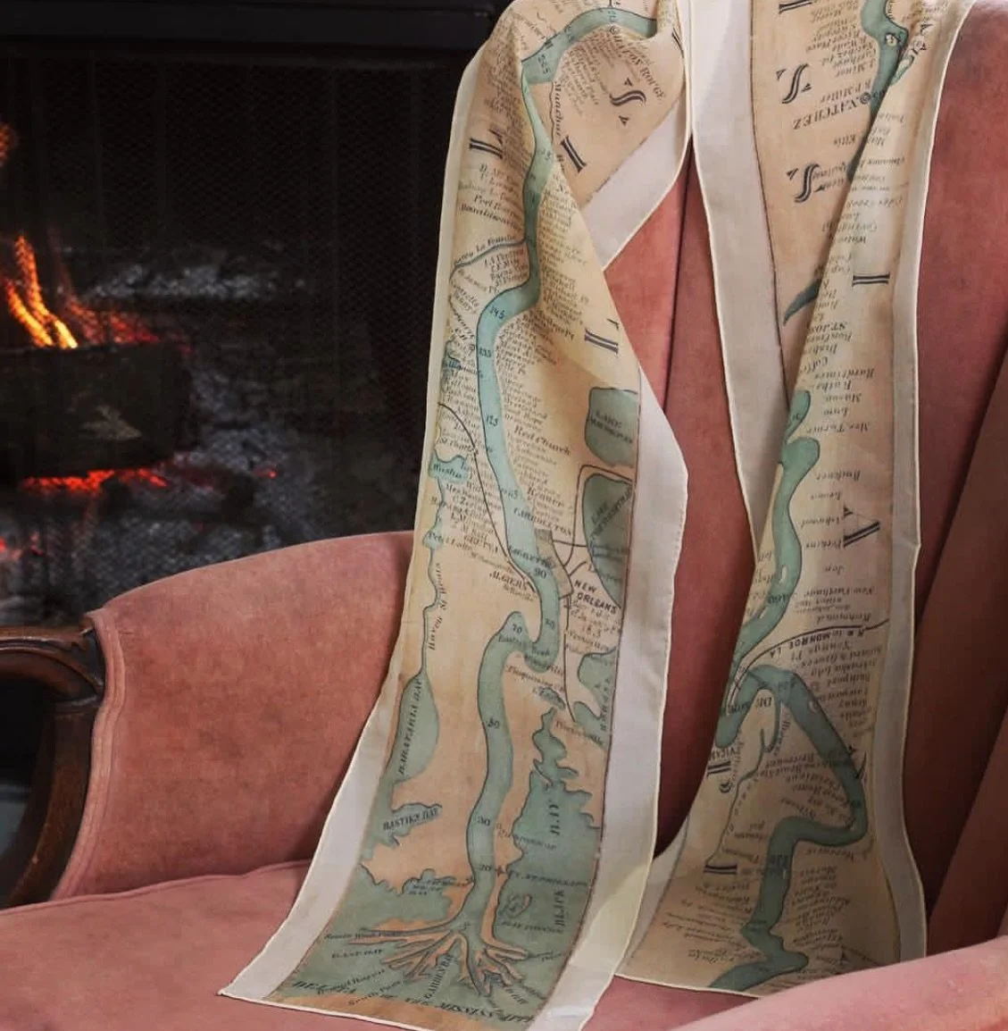 A few of my Mississippi River silk scarves are available now. ✨
Inspired by an 1866 ribbon map made for steamboat travelers along the MS River.
The silk softens and becomes even more supple the more you wear it. 🤍