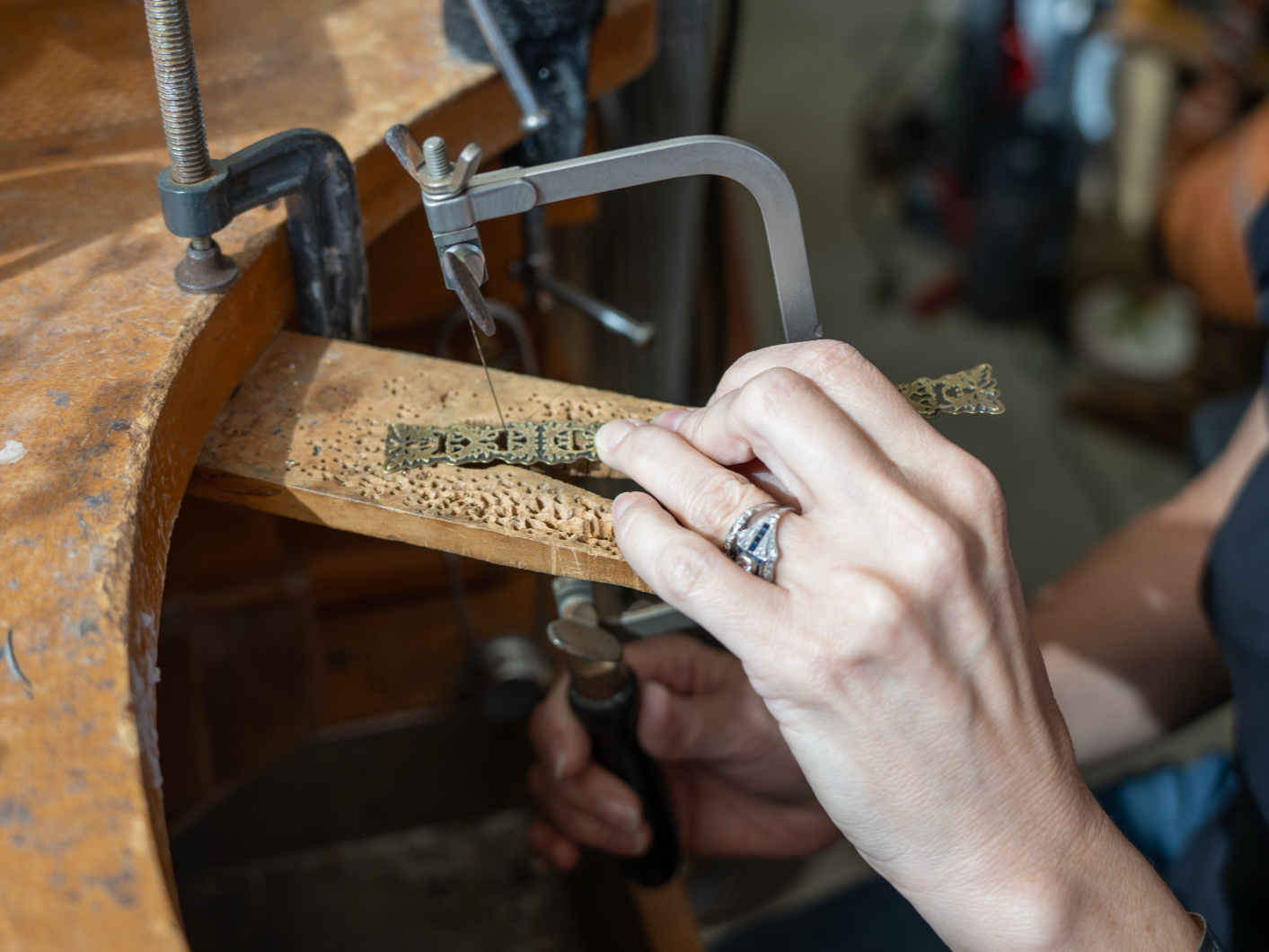 sawing a brass cuff