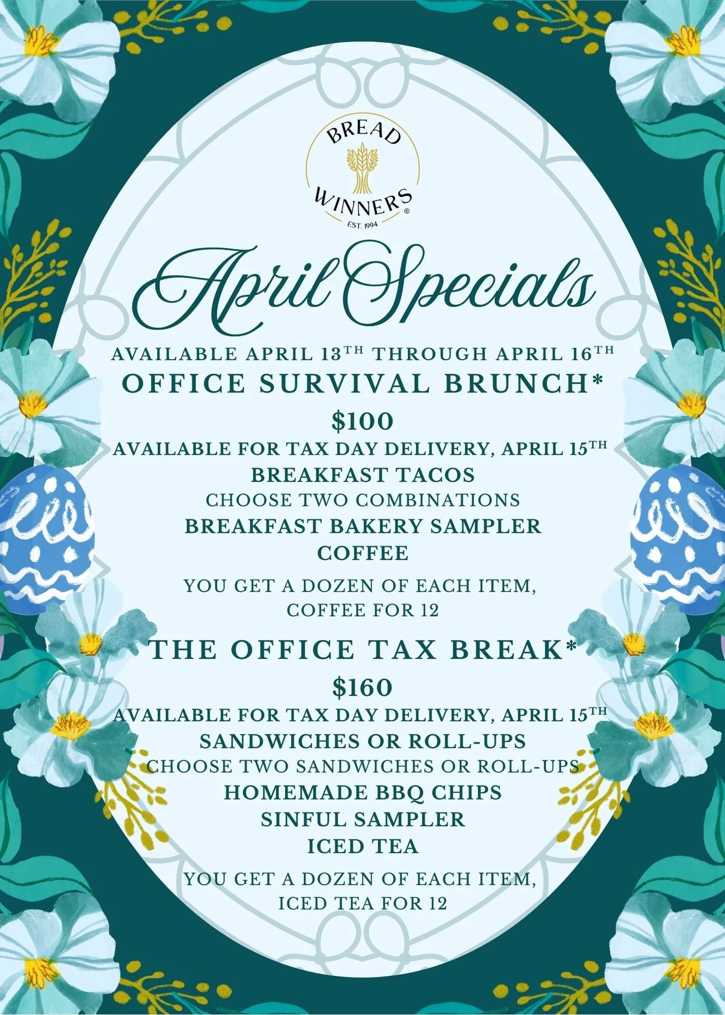 Tax Day Specials, Tax Day, Bread Winners