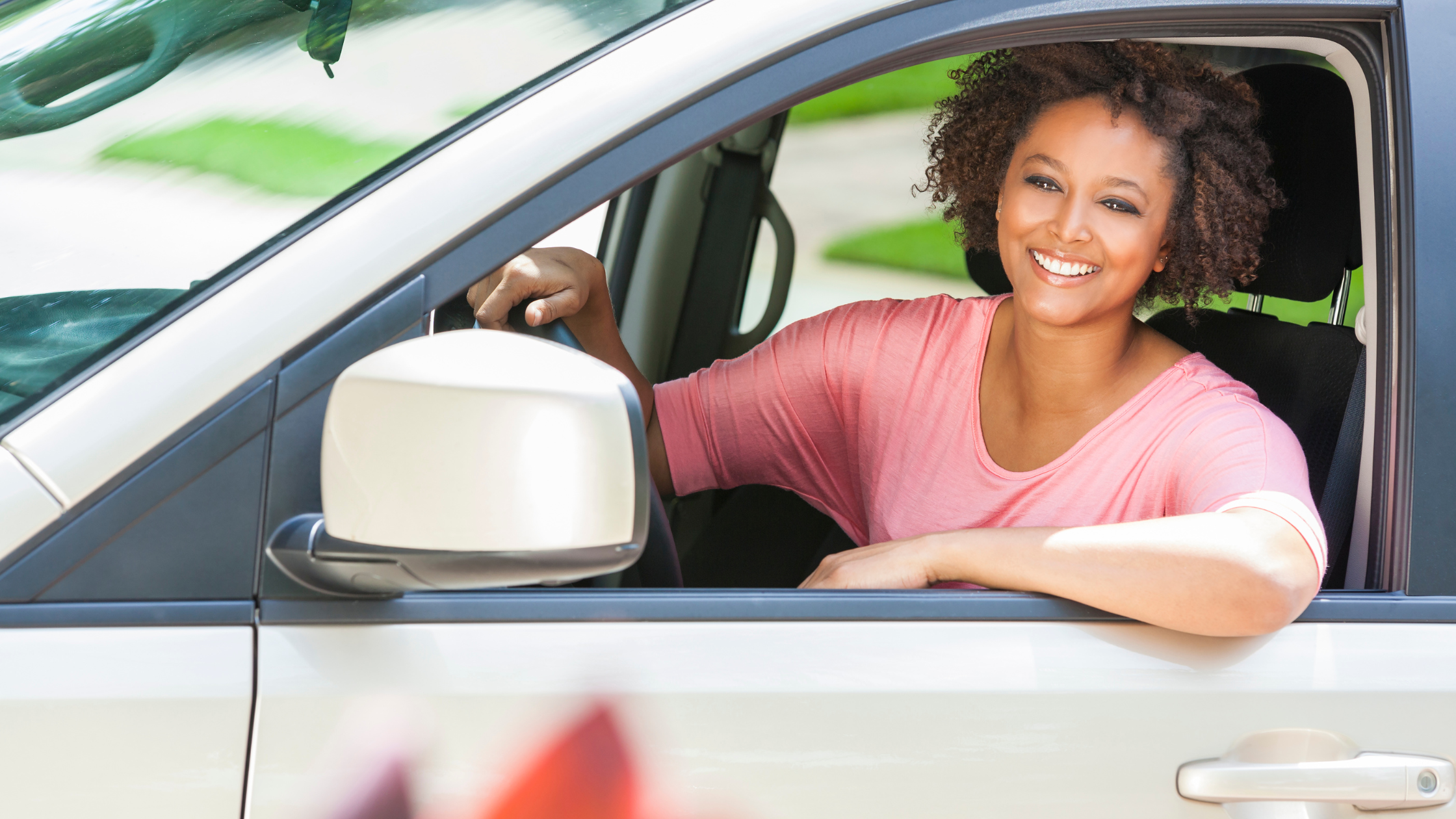 woman driving a car