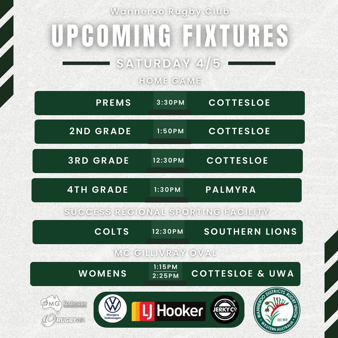 Big weekend ahead as we host another Saturday of home games! Our colts boys find themselves down south at Success versing Southern lions, and the Divaz are hosted by UWA to play pre-season games 

Plan your weekend accordingly and we&rsquo;ll see you