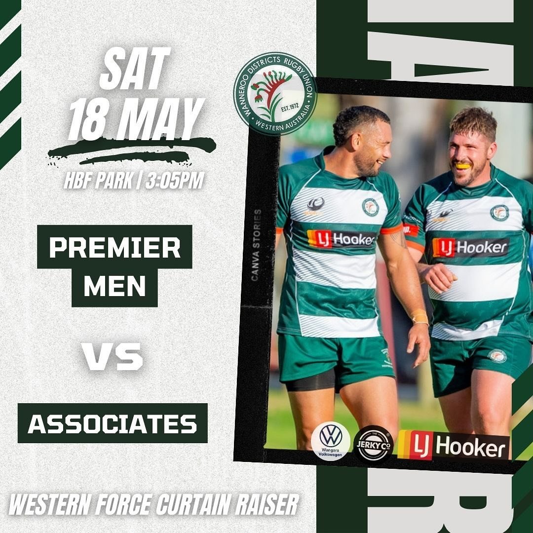 Exciting weekend as the Prems will be at HBF Park against Associates for the Western Force Curtain Raiser at 3:05pm, so make sure to head down and cheer them on

Kicking off under the lights Friday night at the kennel, our Colts and Reserves at 6:30p