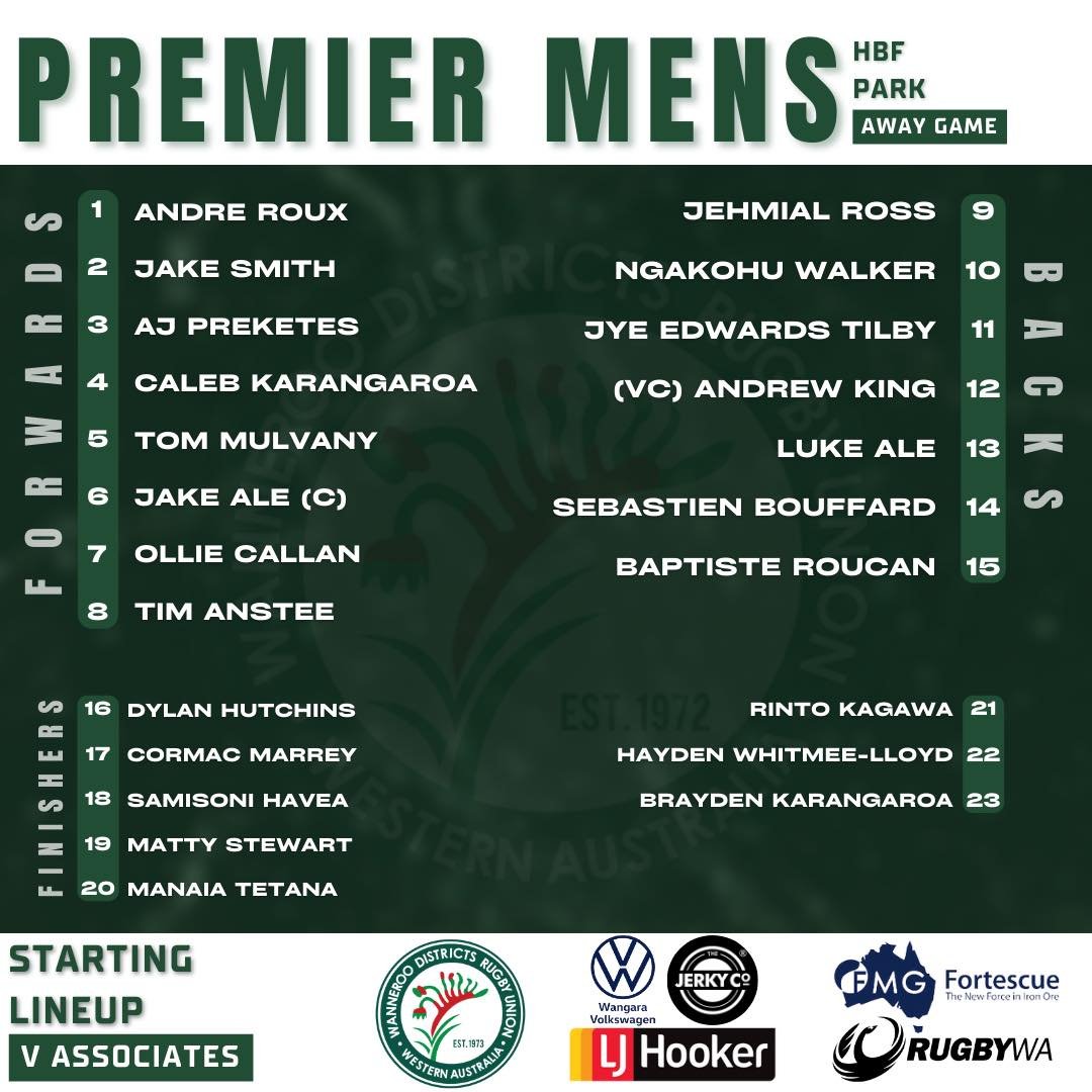Your starting lineups for this weekend as we host at home, and big afternoon for our Prems as they play the curtain raiser for the Western Force

Good luck to all our teams this weekend