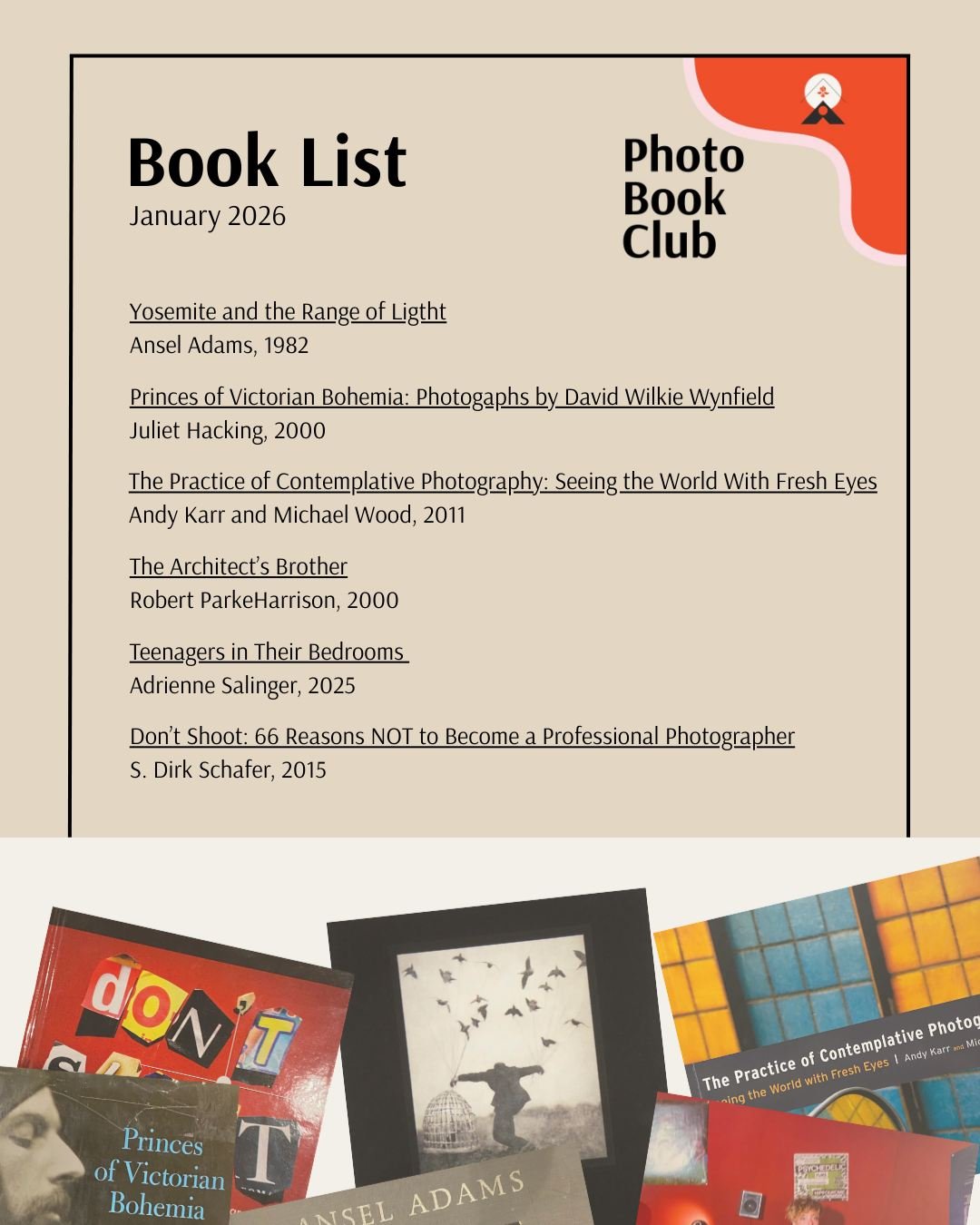 Our 2026 Community Photo Walks won't kick off until spring, so to get us through until then we put three Photo Book Club meet-ups on the calendar!  Our January book club was a big success.  A handful of us gathered at Photo Opp HQ to share a photo bo