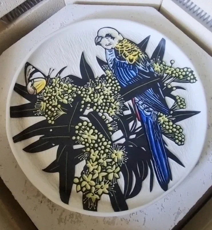 Porcelain Plate - Pale Face Rosella