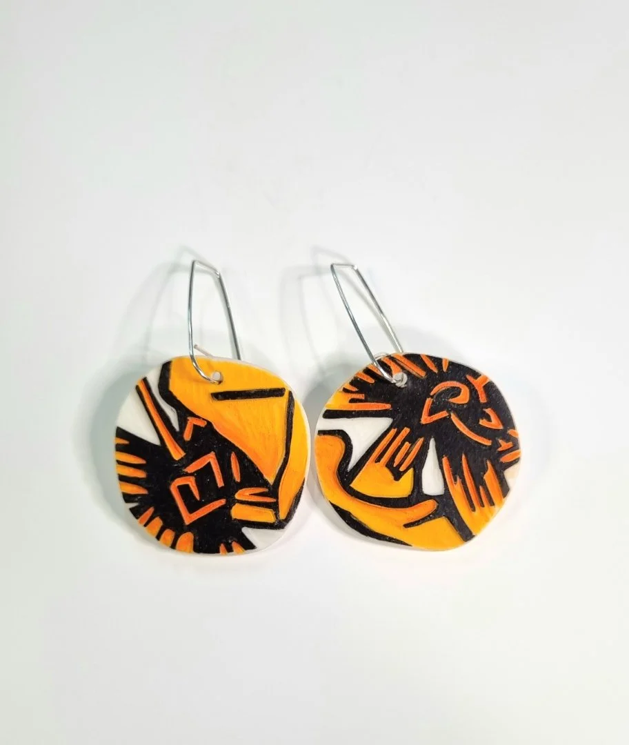 Porcelain Earrings - Poinciana Flower