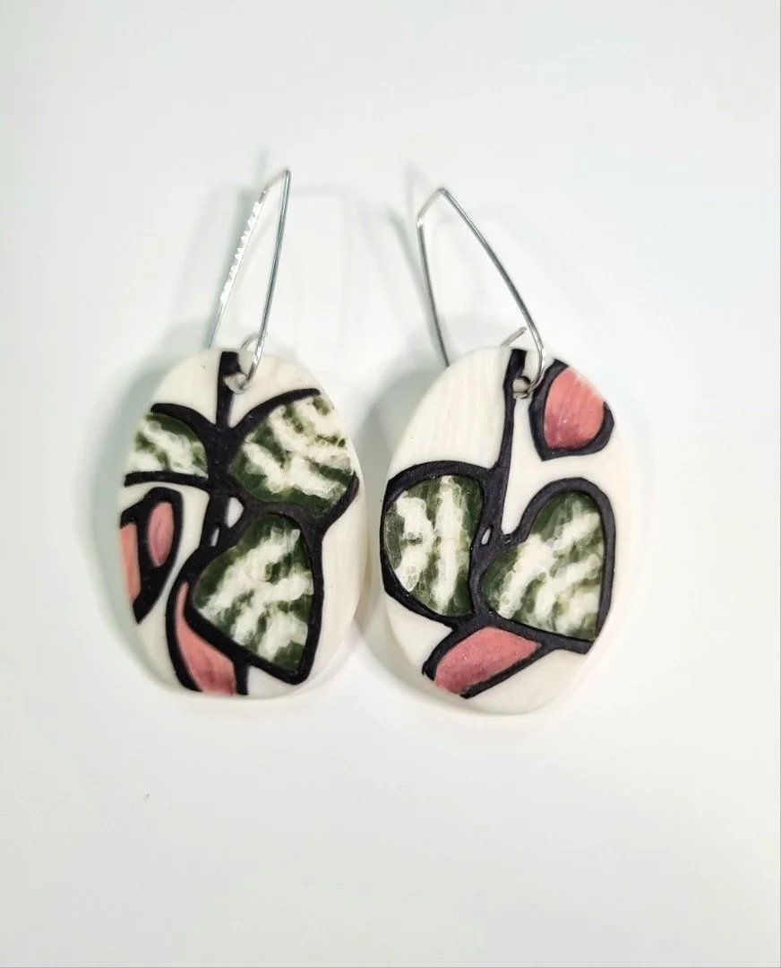 Porcelain Earrings - Chain of Hearts 2
