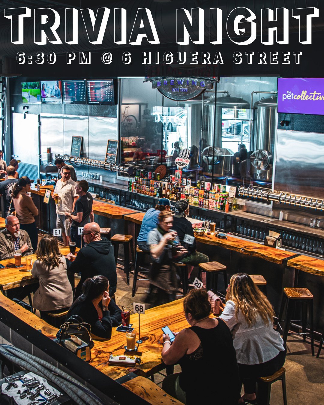 Join us tonight at 6:30 pm on Higuera Street for Tuesday Trivia Night with @headgamestrivia! Gather your team of up to 6 people, arrive early for the best seats, and compete for exciting prizes! It's the perfect blend of brain-teasing fun and great b