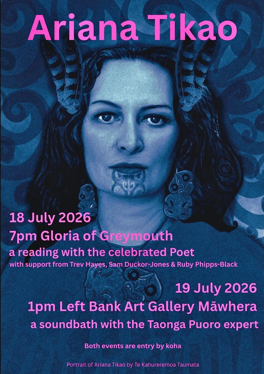 Poster describing details of poetry reading and sound bath events