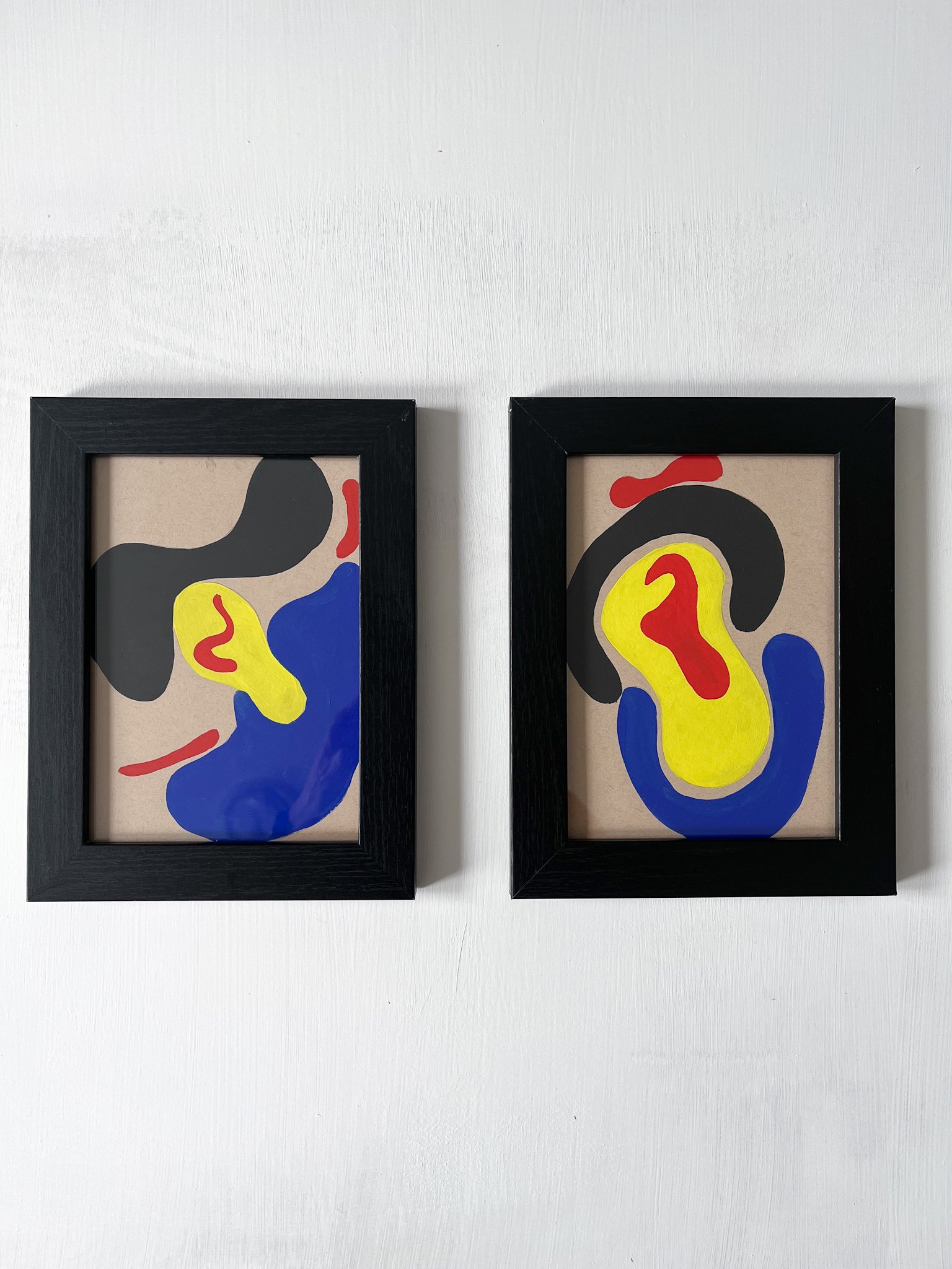 "Sisters" Abstract paintings on natural stock. Sharing a moment of emotion.
