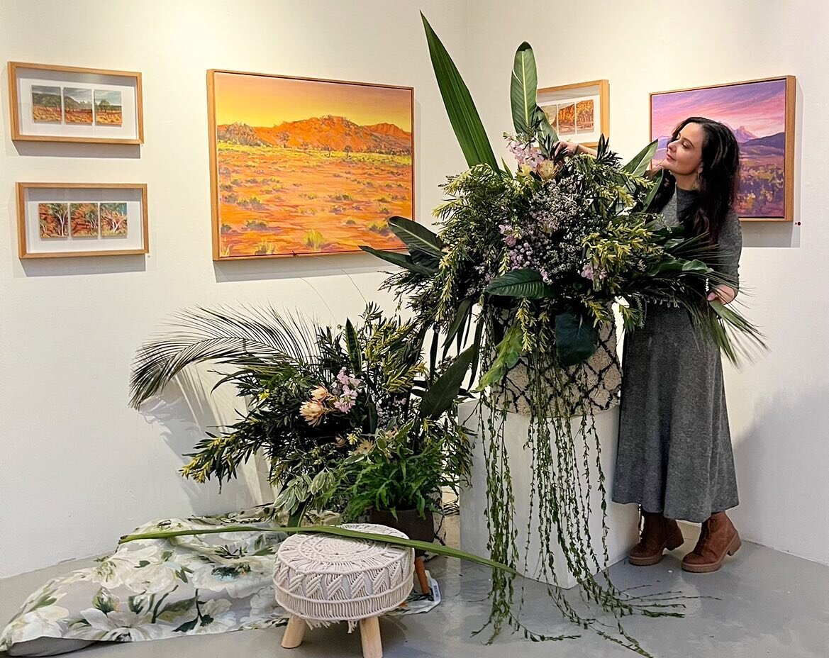 Some final touches to our Figures &amp; Florals lLife  Drawing installation with fauna and flowers foraged from our varied native bush and tropical botanicals all with the breathtaking backdrop of Jennifer Sherlock&rsquo;s Australian landscapes. #lif