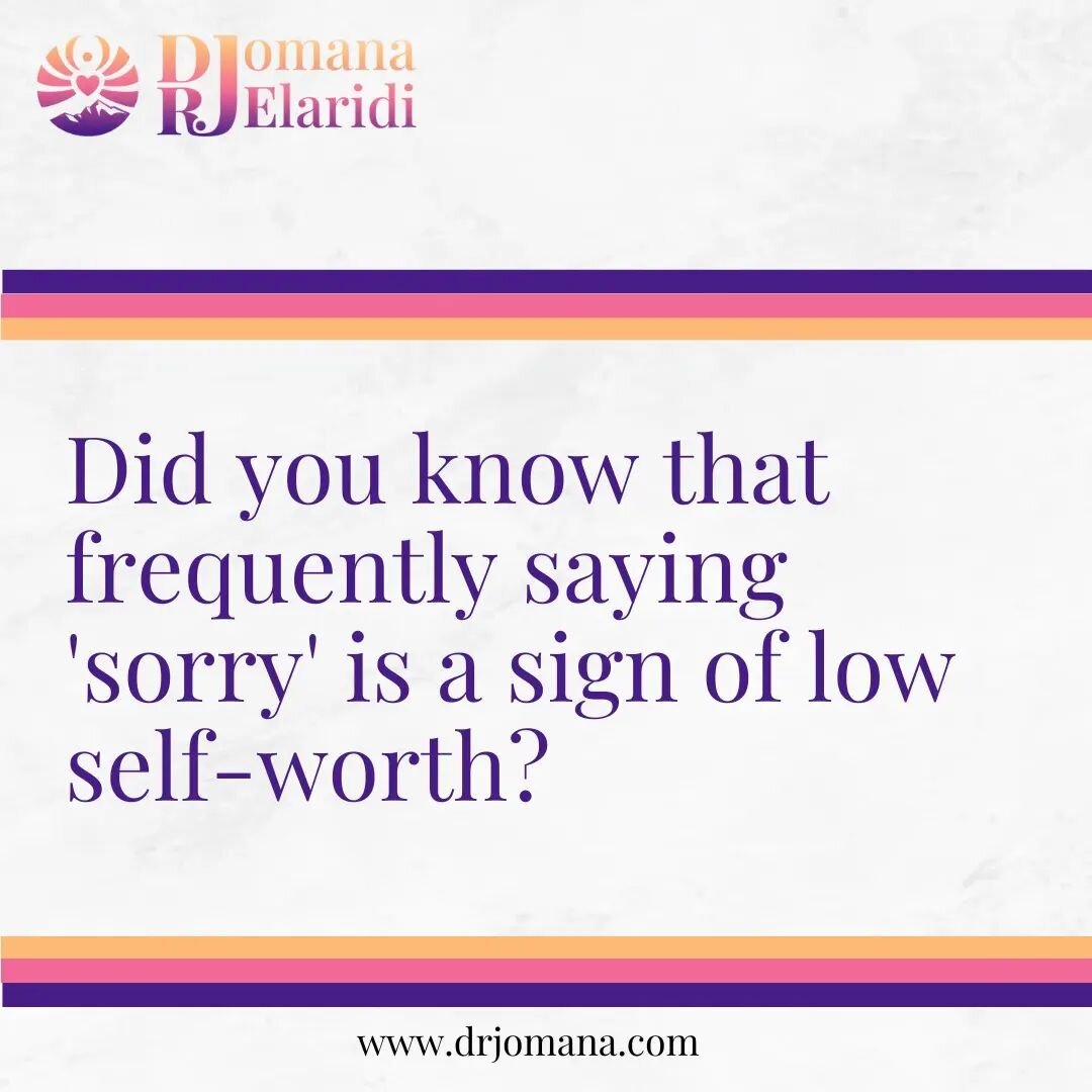 Did you know that the seemingly innocent habit of saying 'sorry' may be a reflection of low self-worth❓

Many of us have been conditioned to apologize for things that are not our fault or that don't require an apology. 

Many of us think it's part of