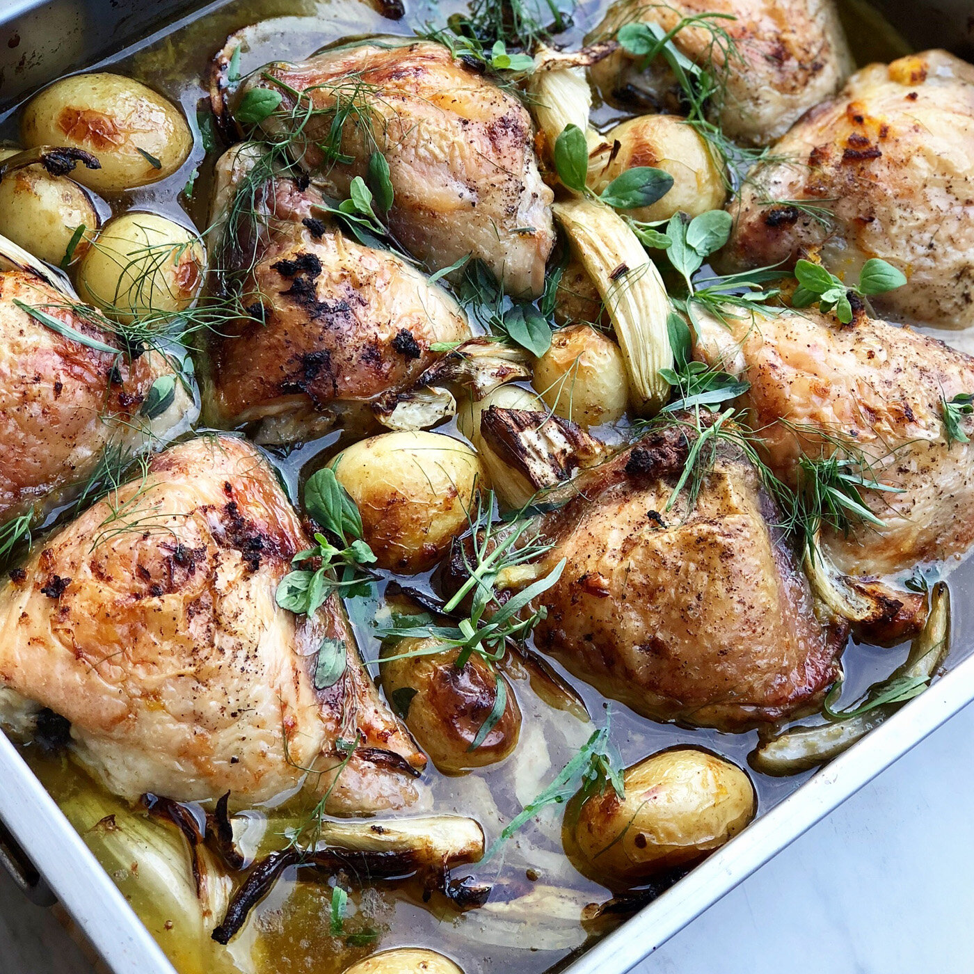 Chicken thigh cutlets with fennel, potatoes and herbs. — The Cordony ...