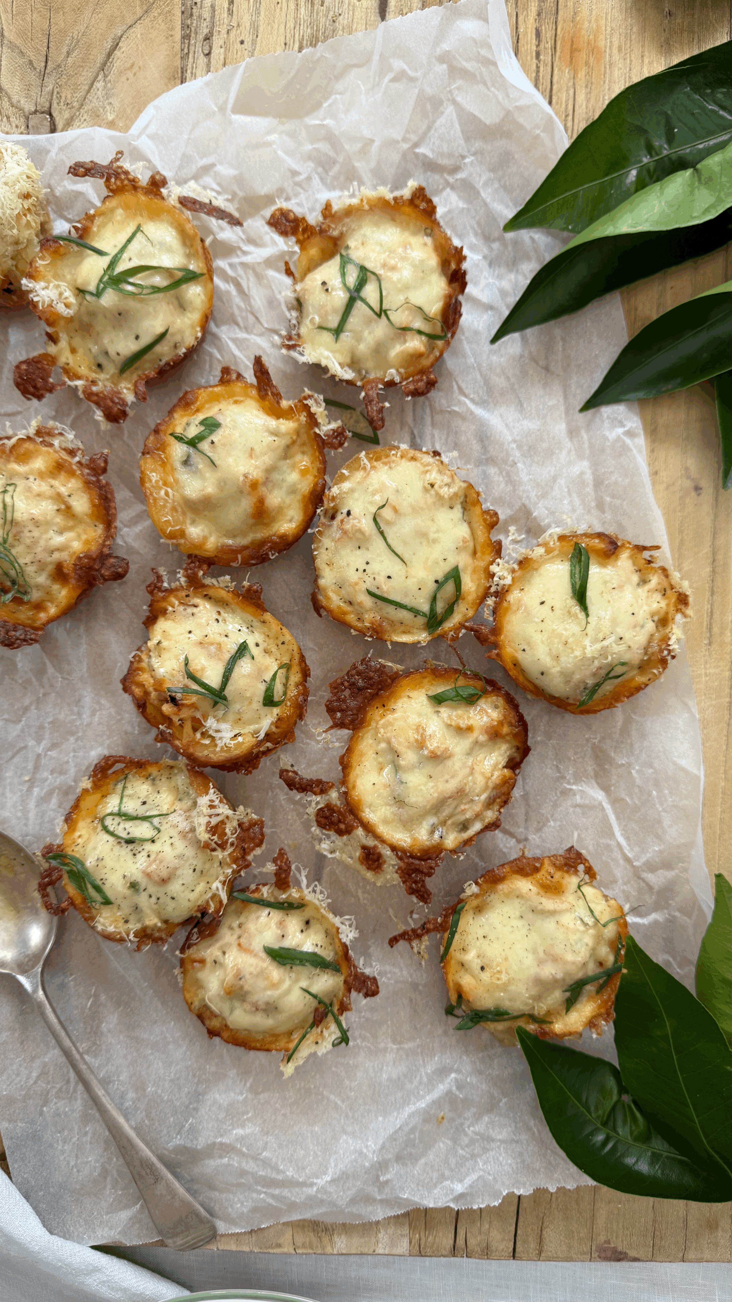 Golden potato cups with creamy tuna.