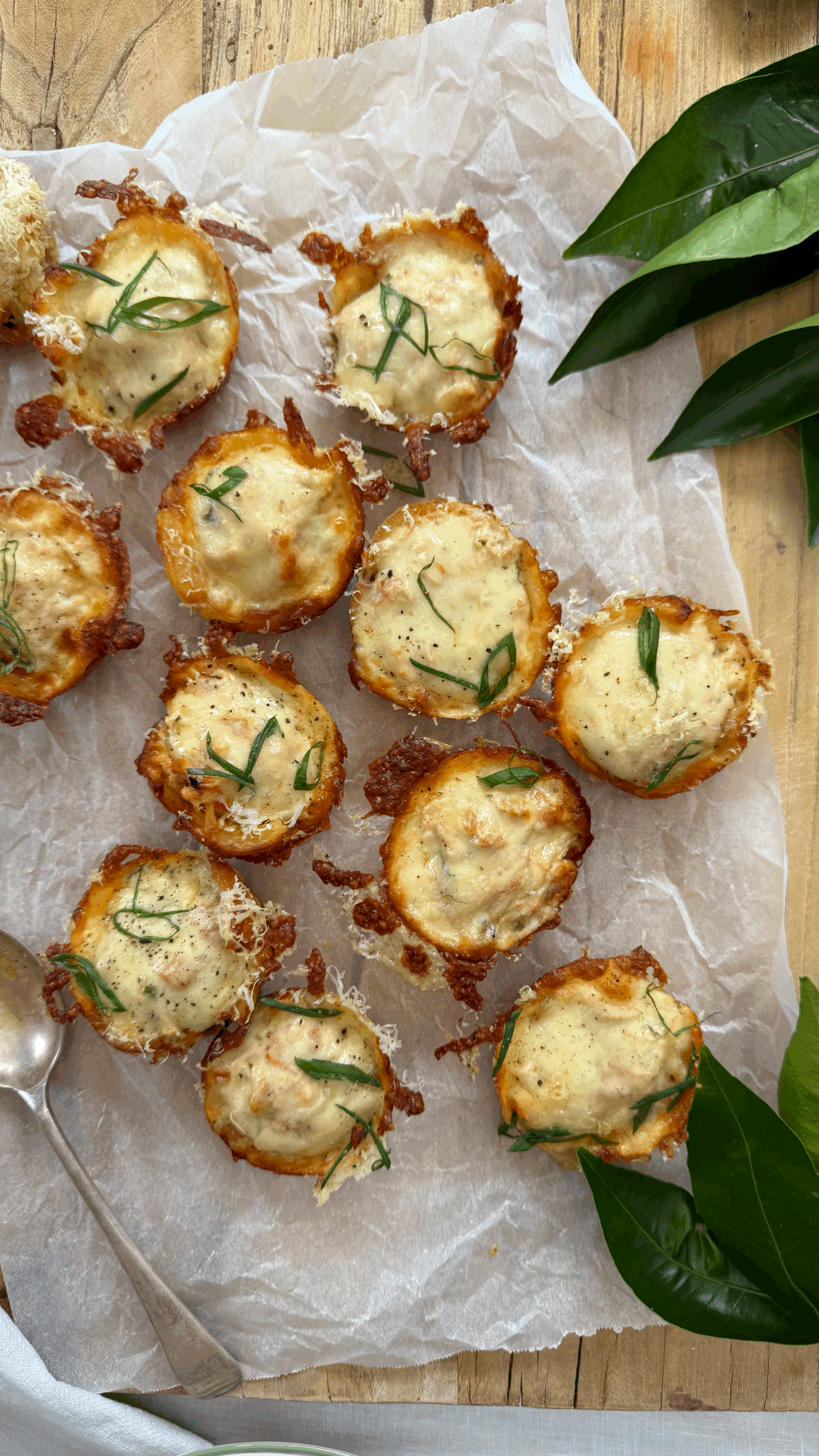 Golden potato cups with creamy tuna.