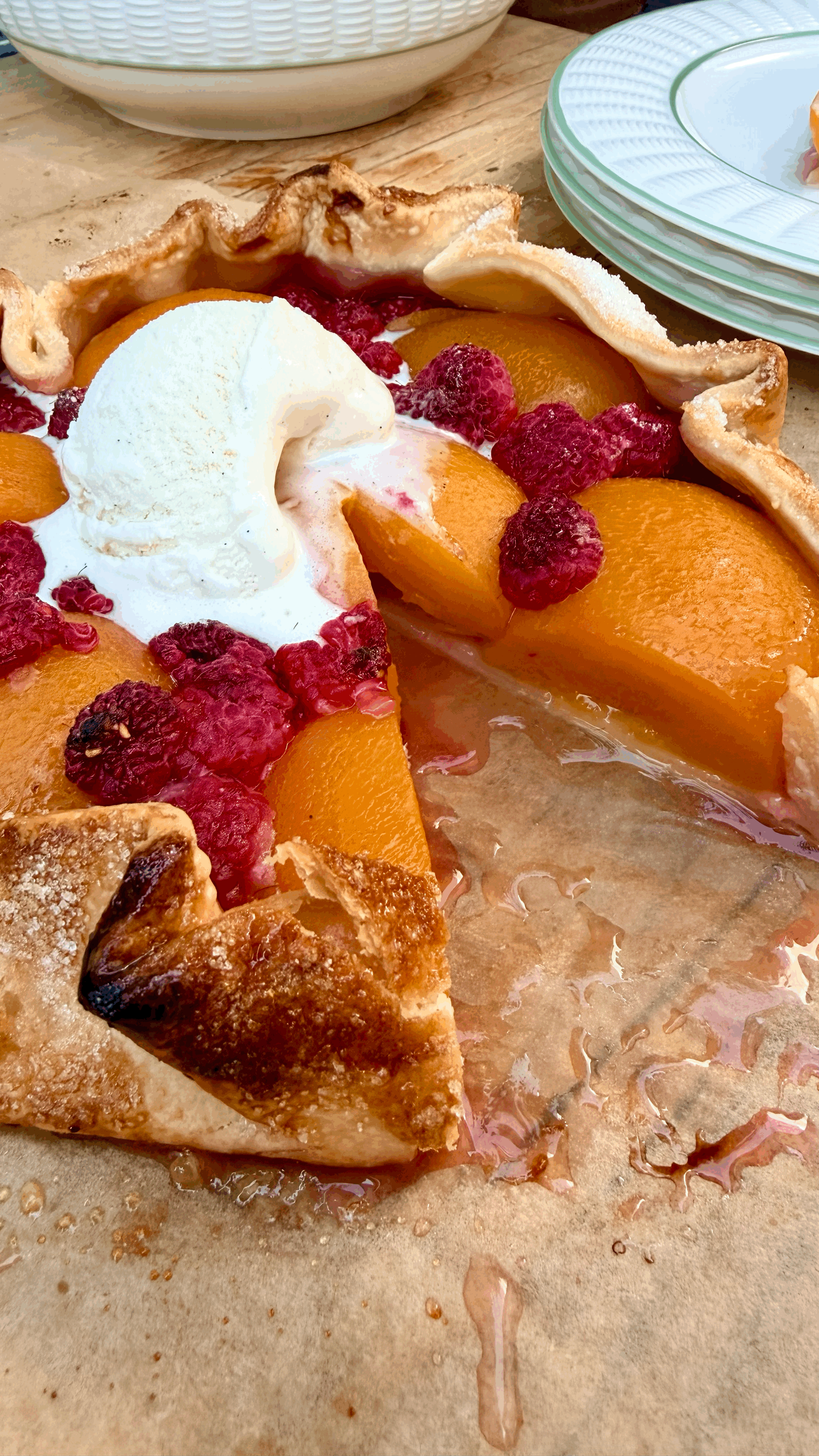 Lazy Peach &amp; Raspberry Galette. 