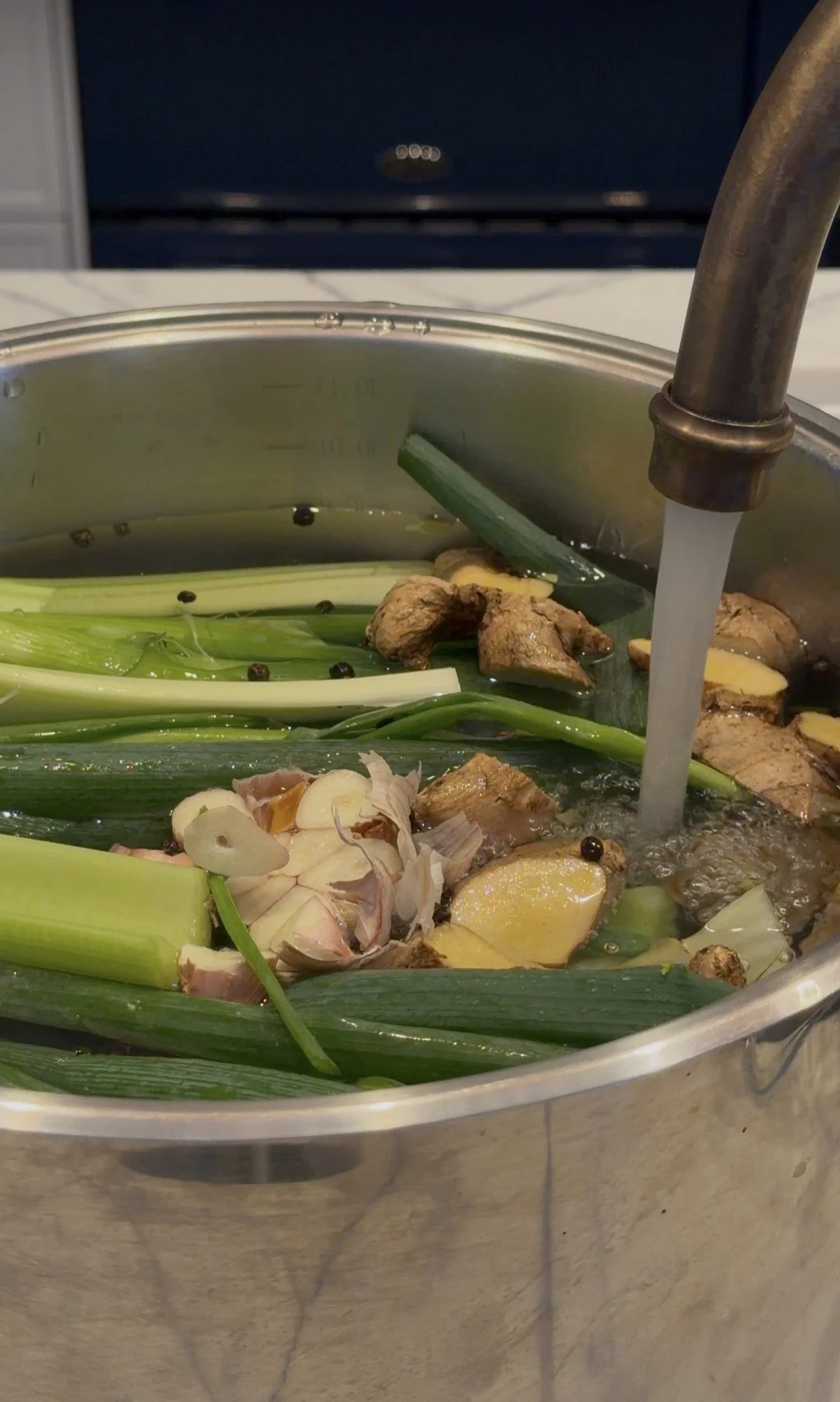Ginger and shallot chicken broth.