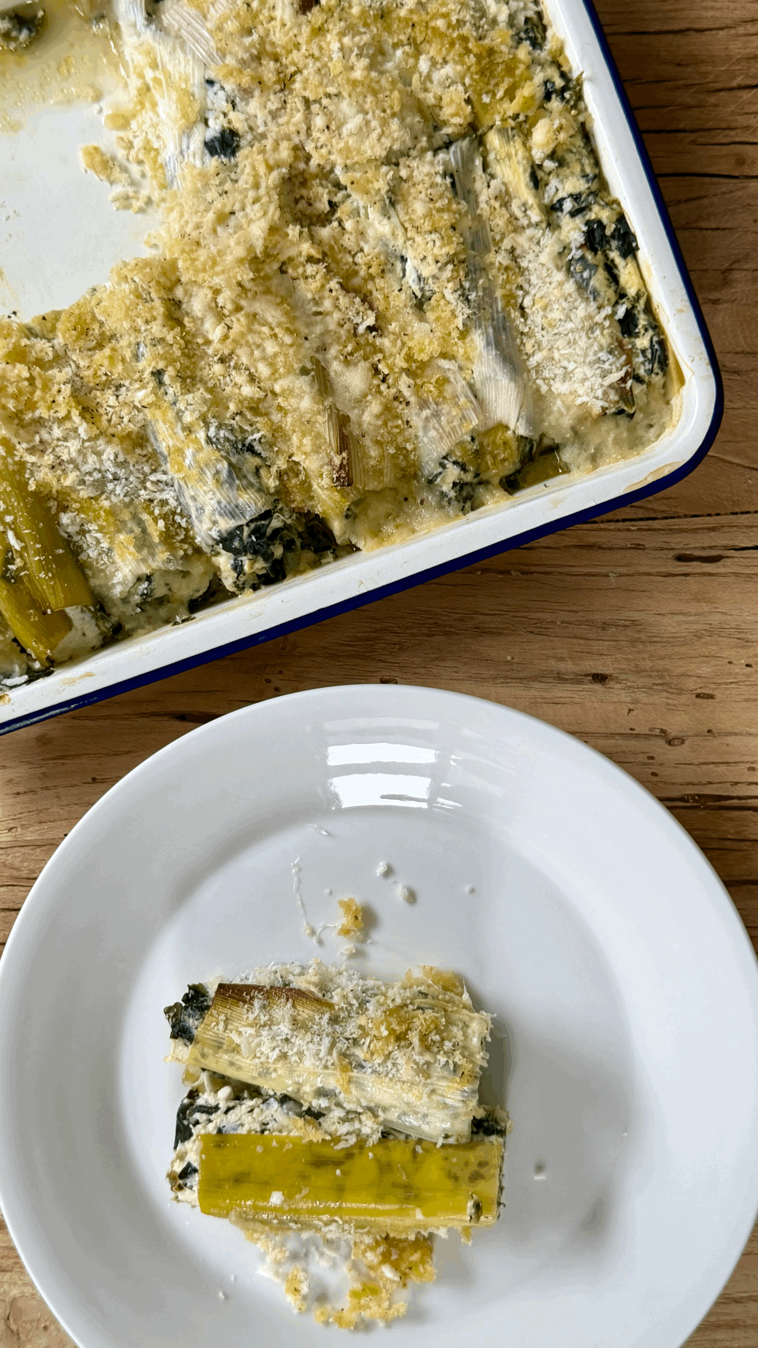 Leek Cannelloni with Spinach and Ricotta.