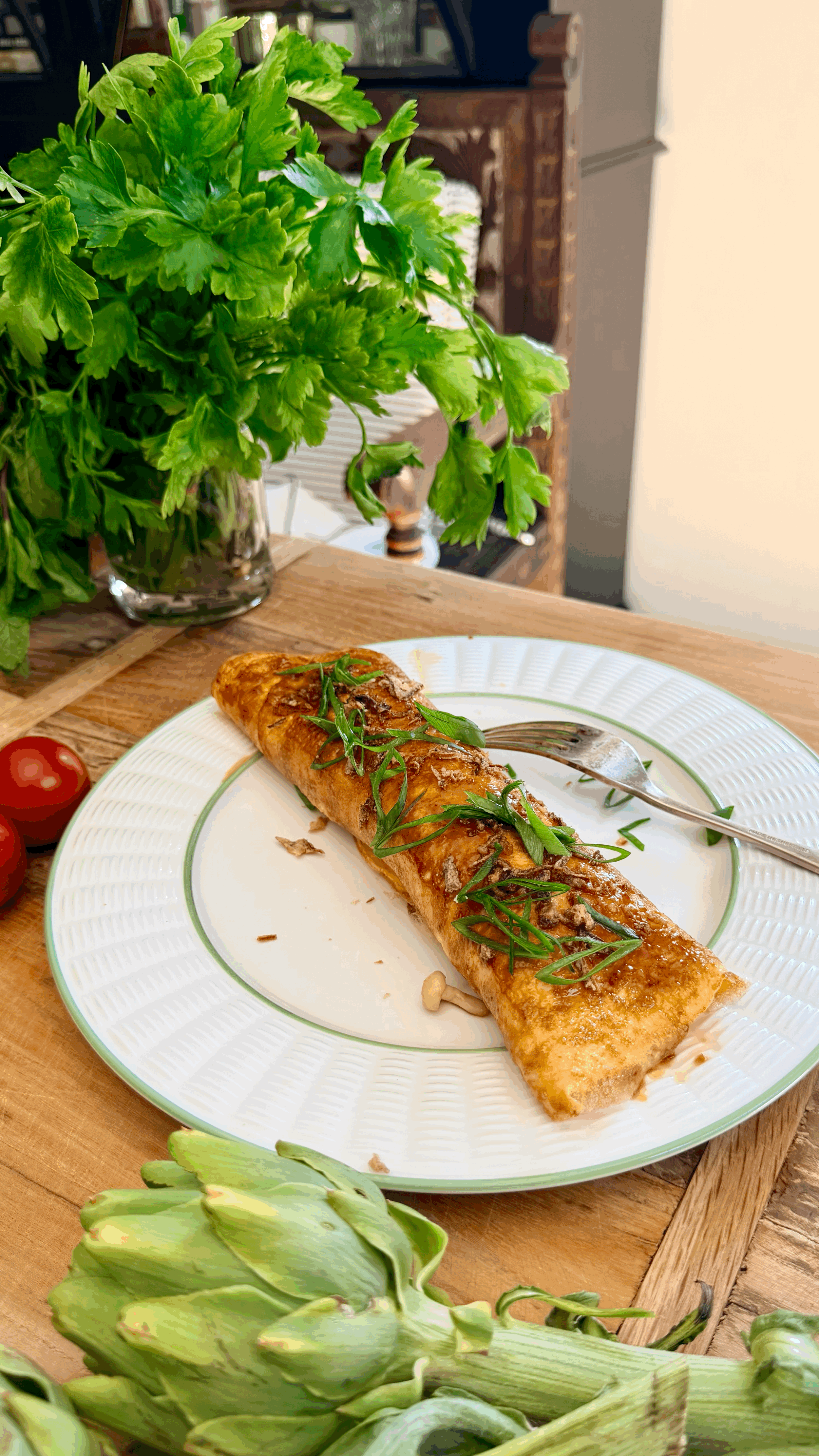Chicken, Spinach &amp; Mushroom Omelette Roll.