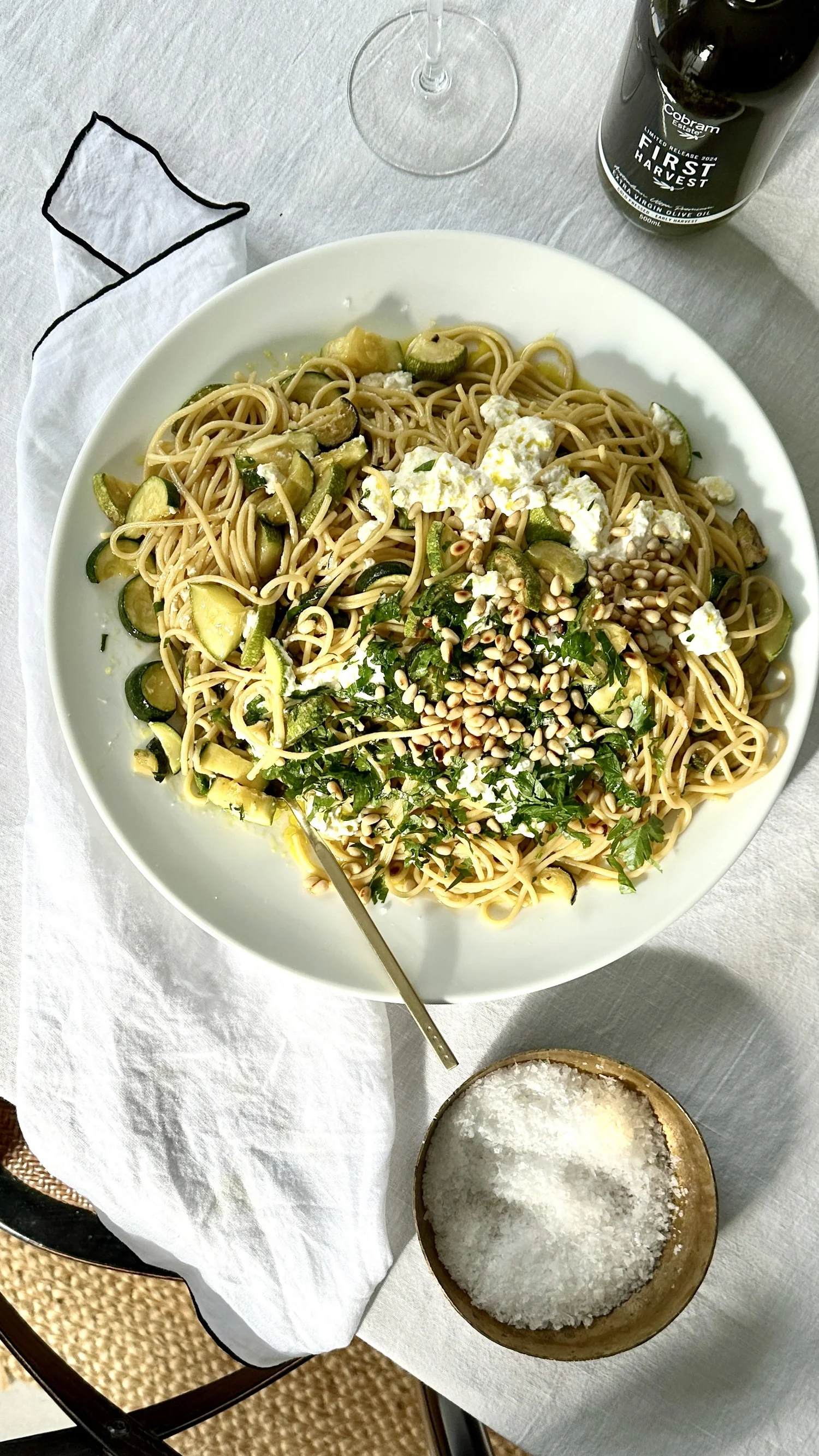 Zucchini, ricotta and extra virgin olive oil pasta. — The Cordony ...