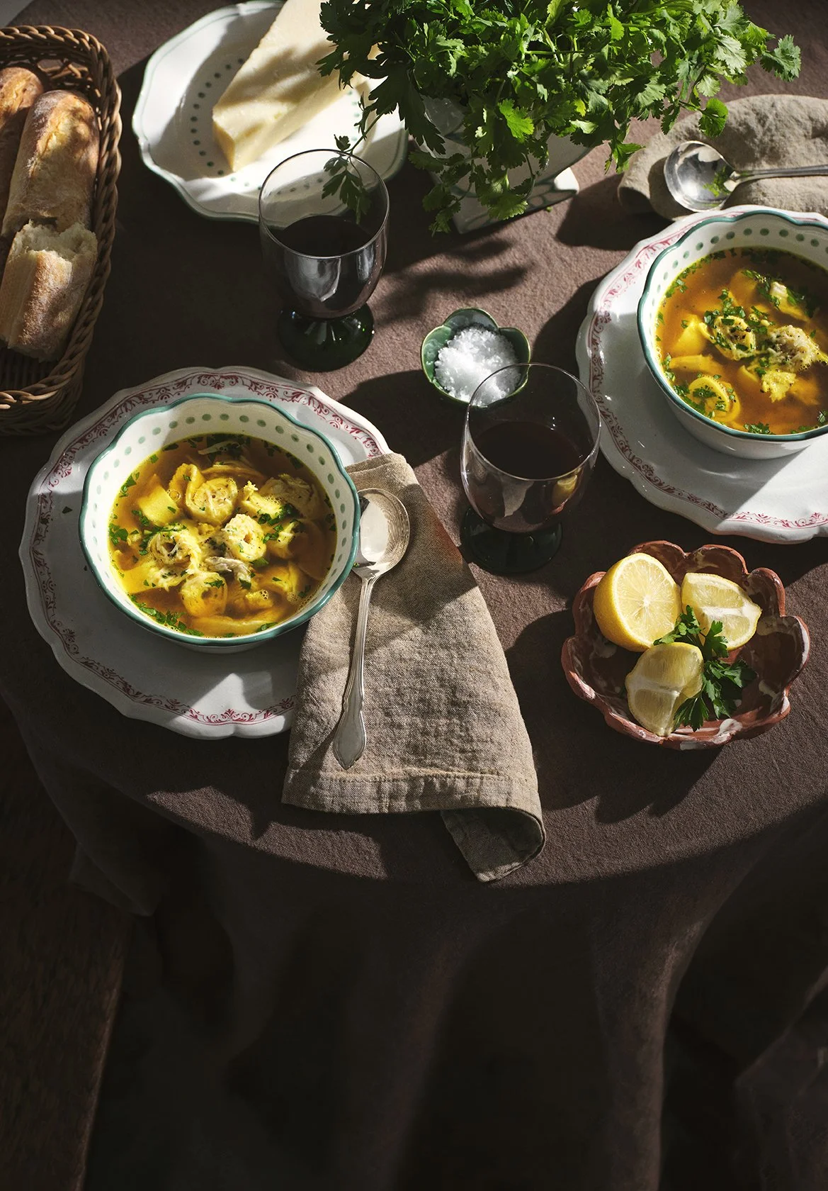 GOLDEN CHICKEN SOUP WITH CRÊPE RIBBONS