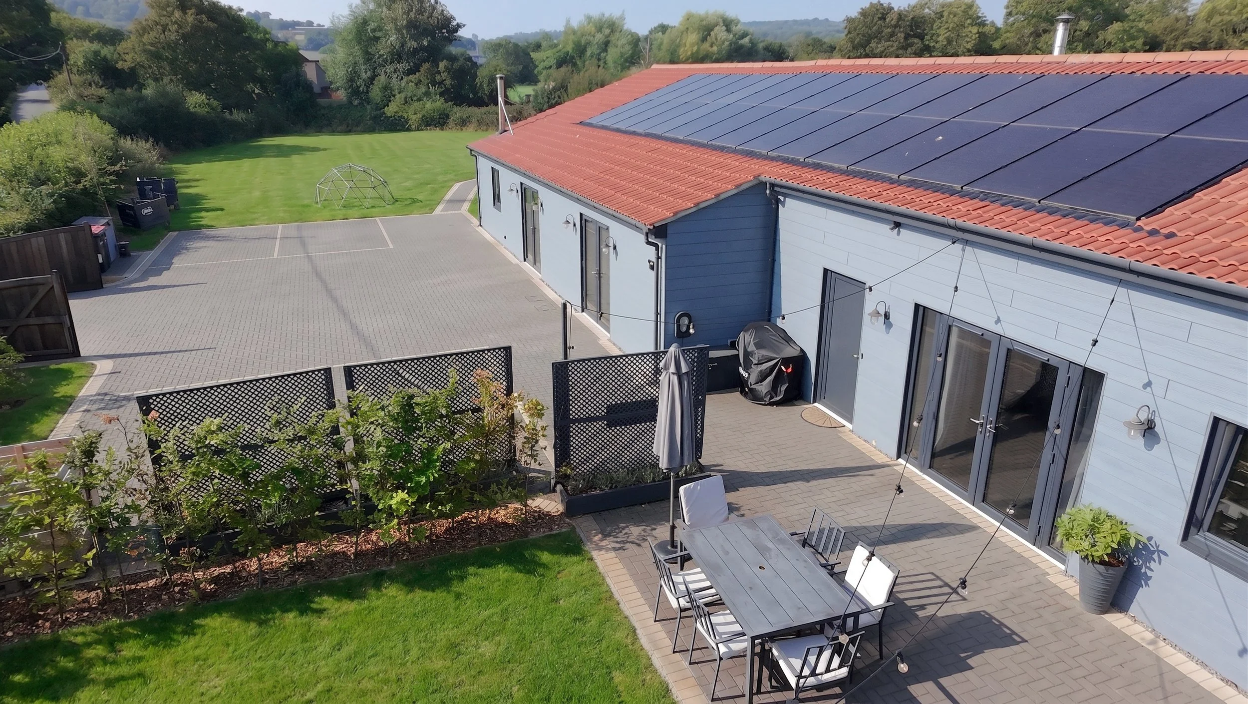 Level access holiday home with multiple disabled parking spaces. 