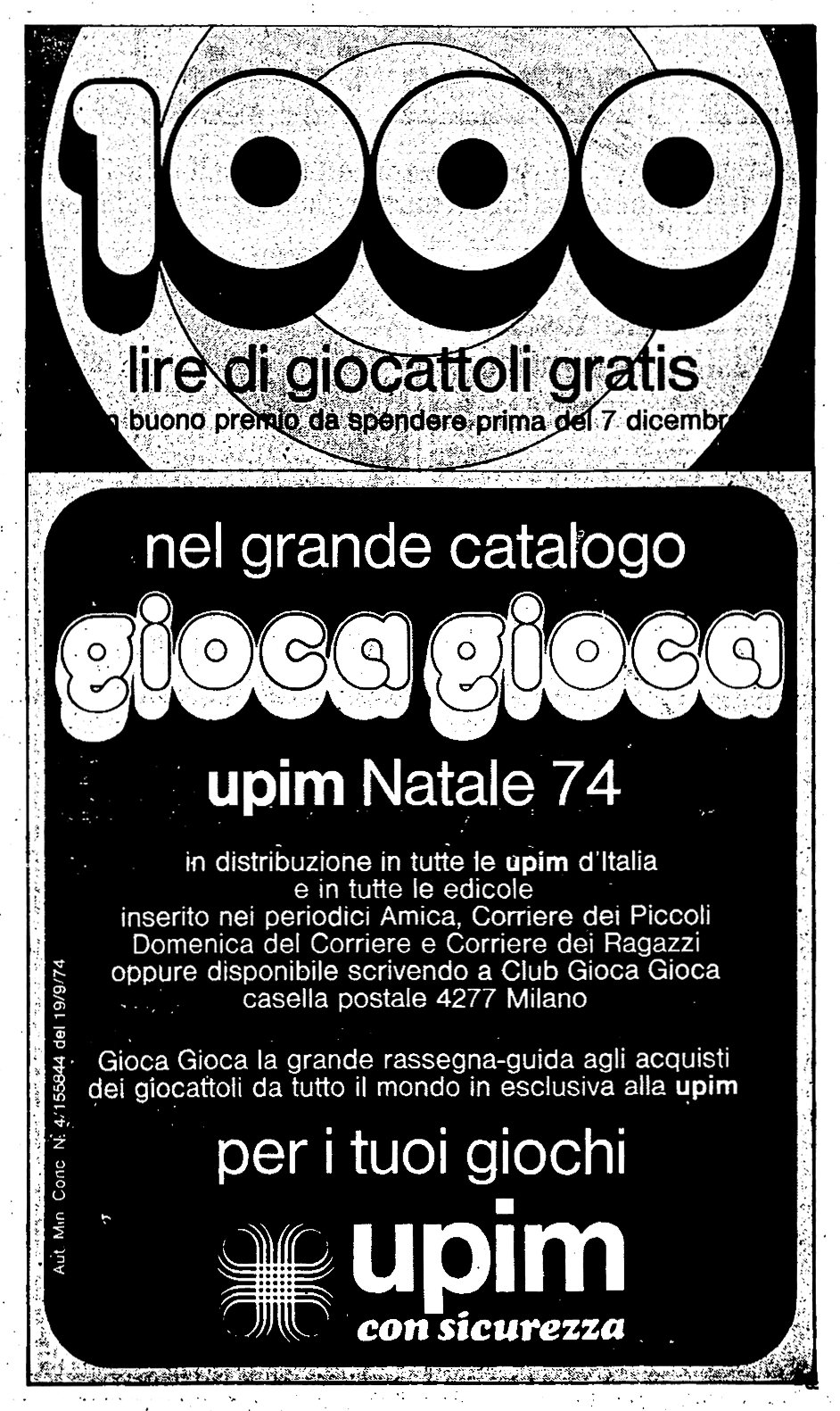 Upim - pubblicità su stampa - 1974