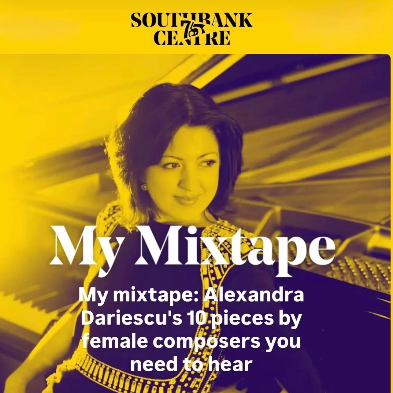 Weekend listening 🎧 My mixtape @southbankcentre 10 pieces by female composers you need to hear! Music to discover, savour and fall in love with 🎶

Championing equal billing is at the heart of everything I do, from this playlist to my recital at Sou