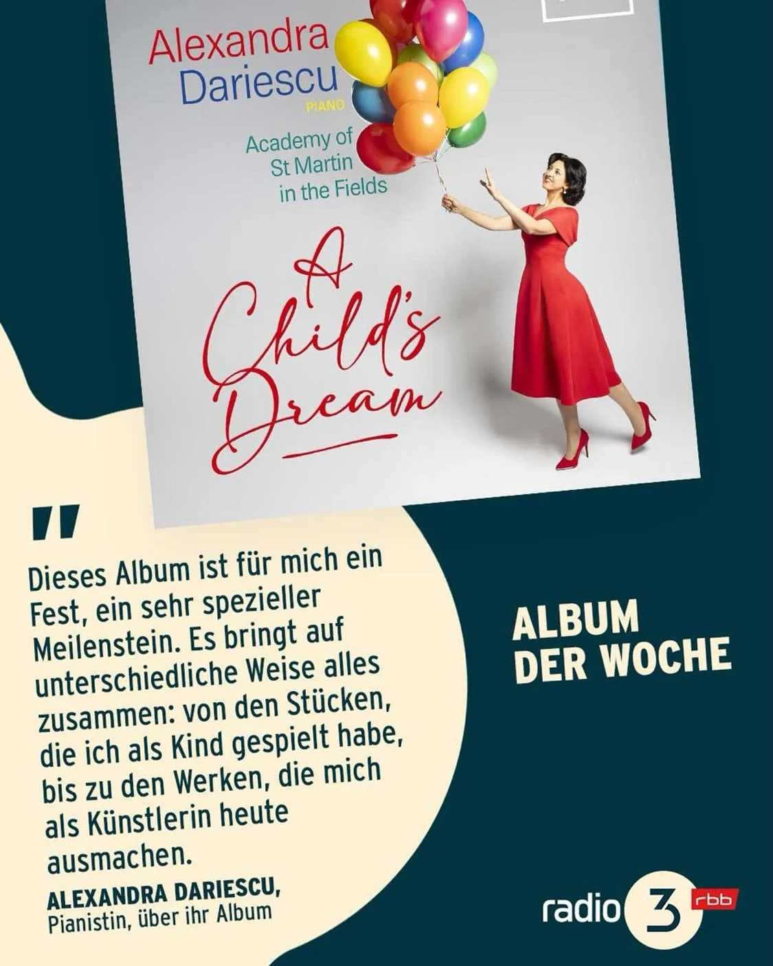Berlin ❤️ I&rsquo;m so honoured that A Child&rsquo;s Dream has been chosen as Album of the Week on @rbb Radio3 🎈

Thank you @cschruff and @clausfischer for such thoughtful words about the album 🙏🤗

@signumrecords @asmf_orchestra