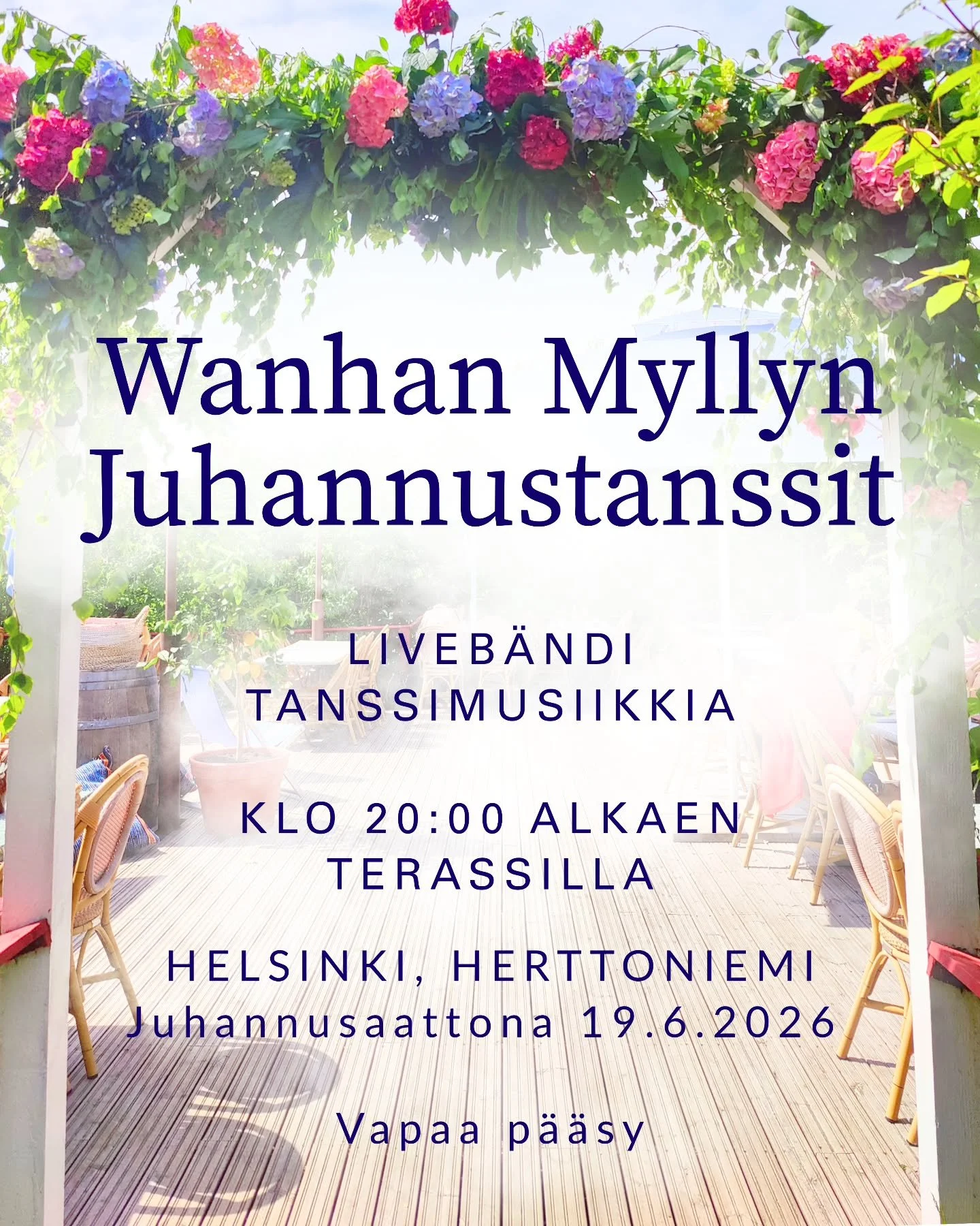 J&auml;rjest&auml;mme j&auml;lleen viimevuonna suuren suosion saavuttaneet juhannustanssit liveb&auml;ndi H&auml;ss&auml;k&auml;n rytmitt&auml;m&auml;n&auml;🥳

Tervetuloa valssaamaan, humppaamaan, tai vain nauttimaan kes&auml;illasta. 

Keitti&ouml;