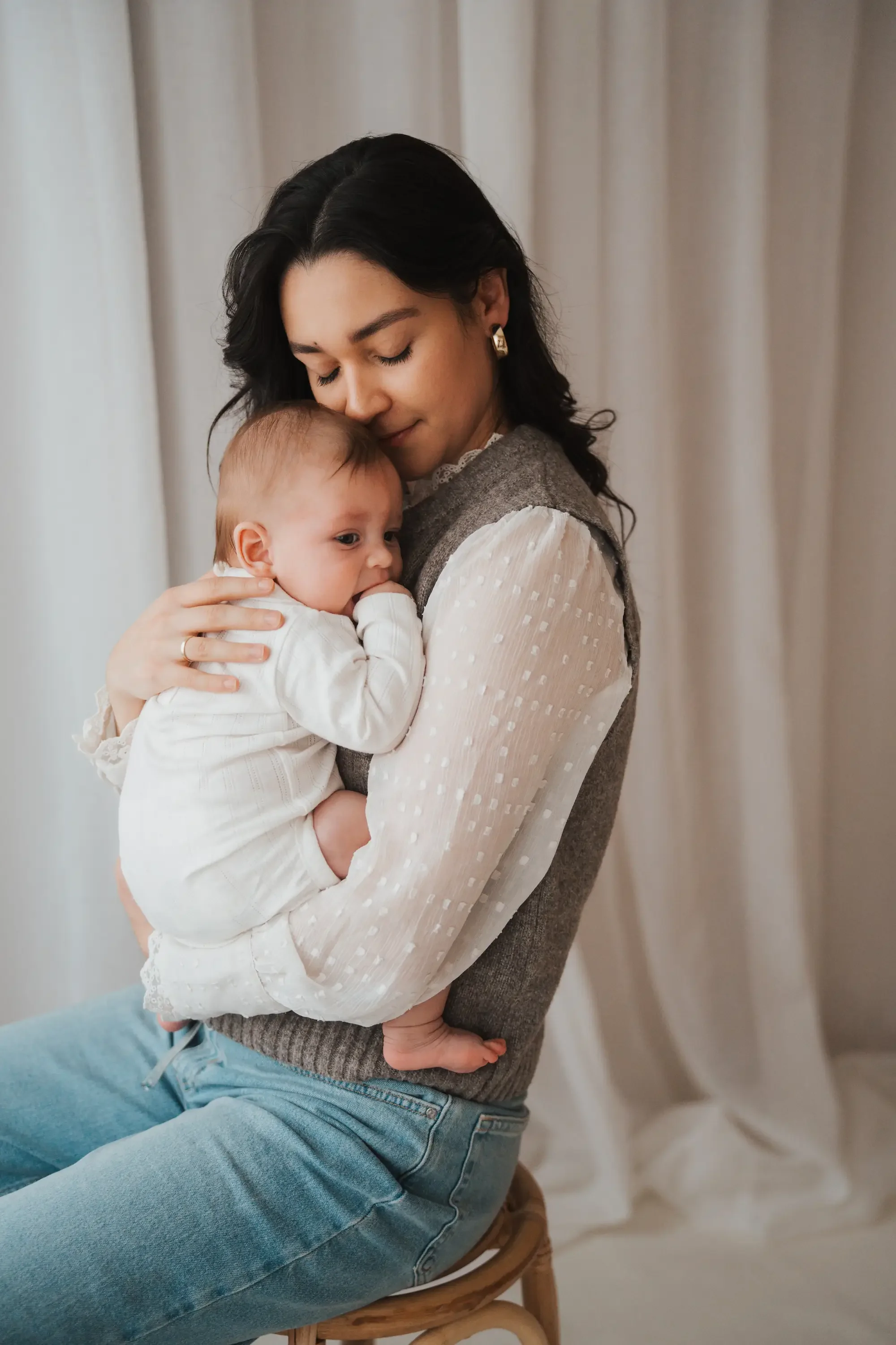 Mor og sønn, nytfødtfoto