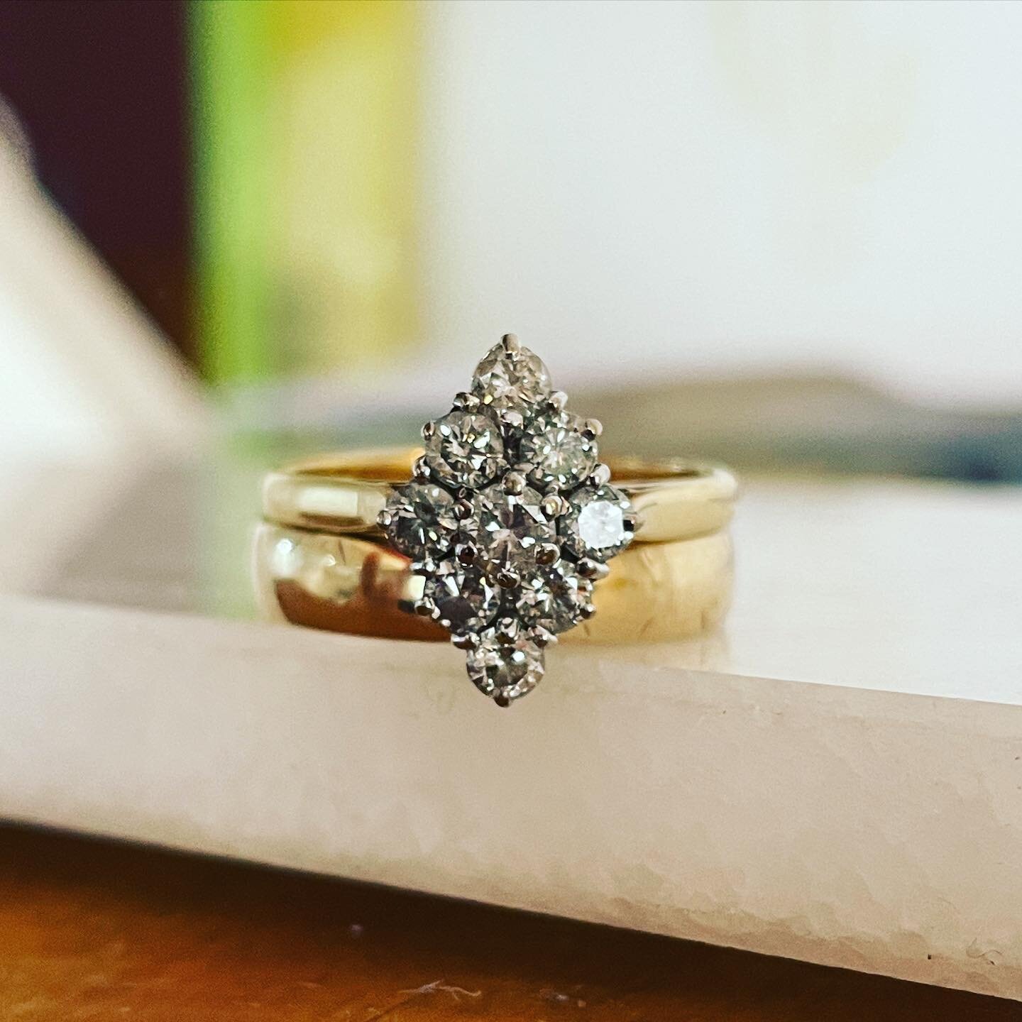 Wedding Ring - Firstly, I didn&rsquo;t make this gorgeous engagement ring. Beautiful though right!?! My client had a wedding ring from her late mother. She wanted to repurpose it so she could wear it as her wedding band because it was wide so didn&rs