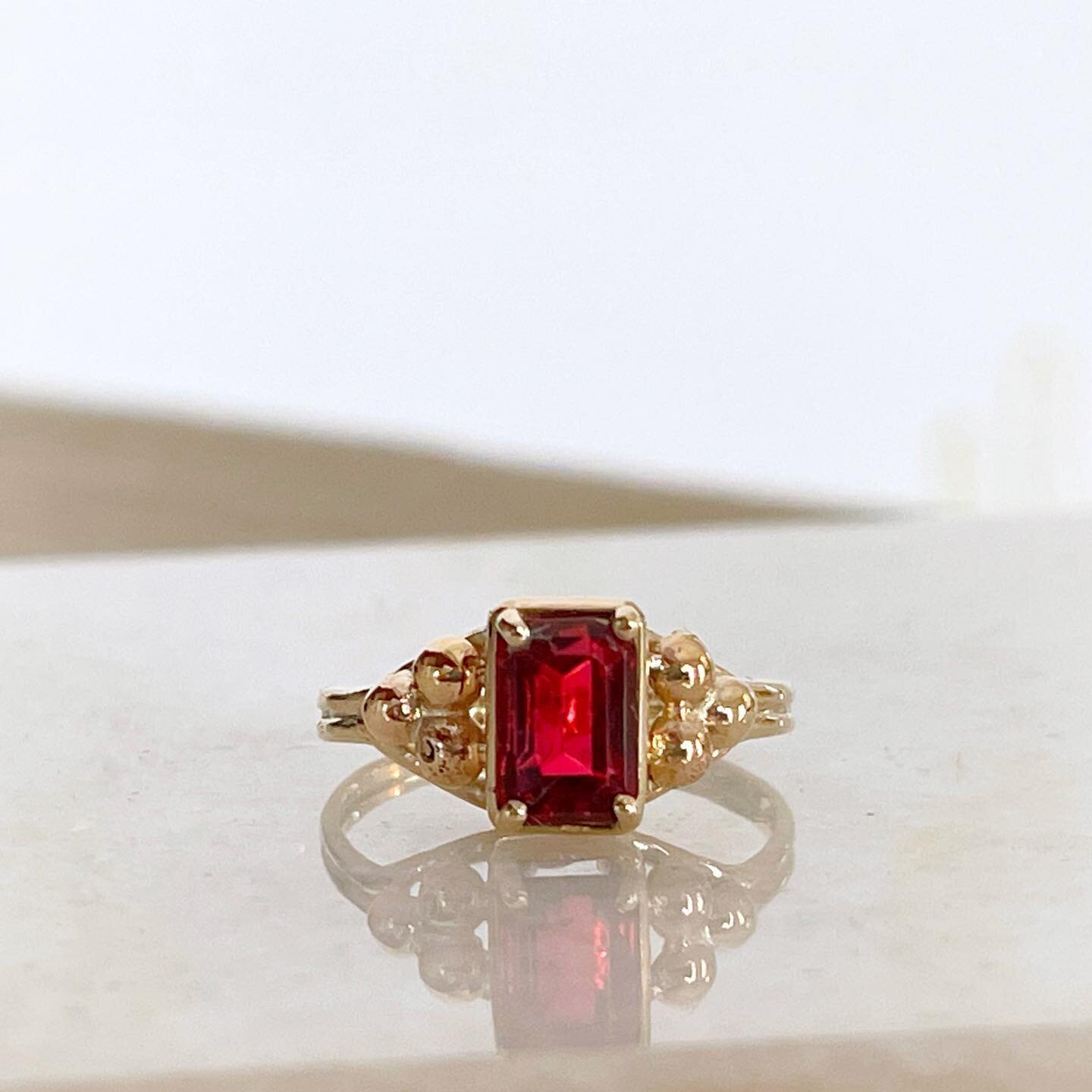 Ruby Red
.
This is the Ruby ring for the recent A-level finisher!! The ring needed updating, again it didn&rsquo;t reflect her style and it didn&rsquo;t even remotely fit! We reused the band from her sisters birthstone ring and created a new setting 