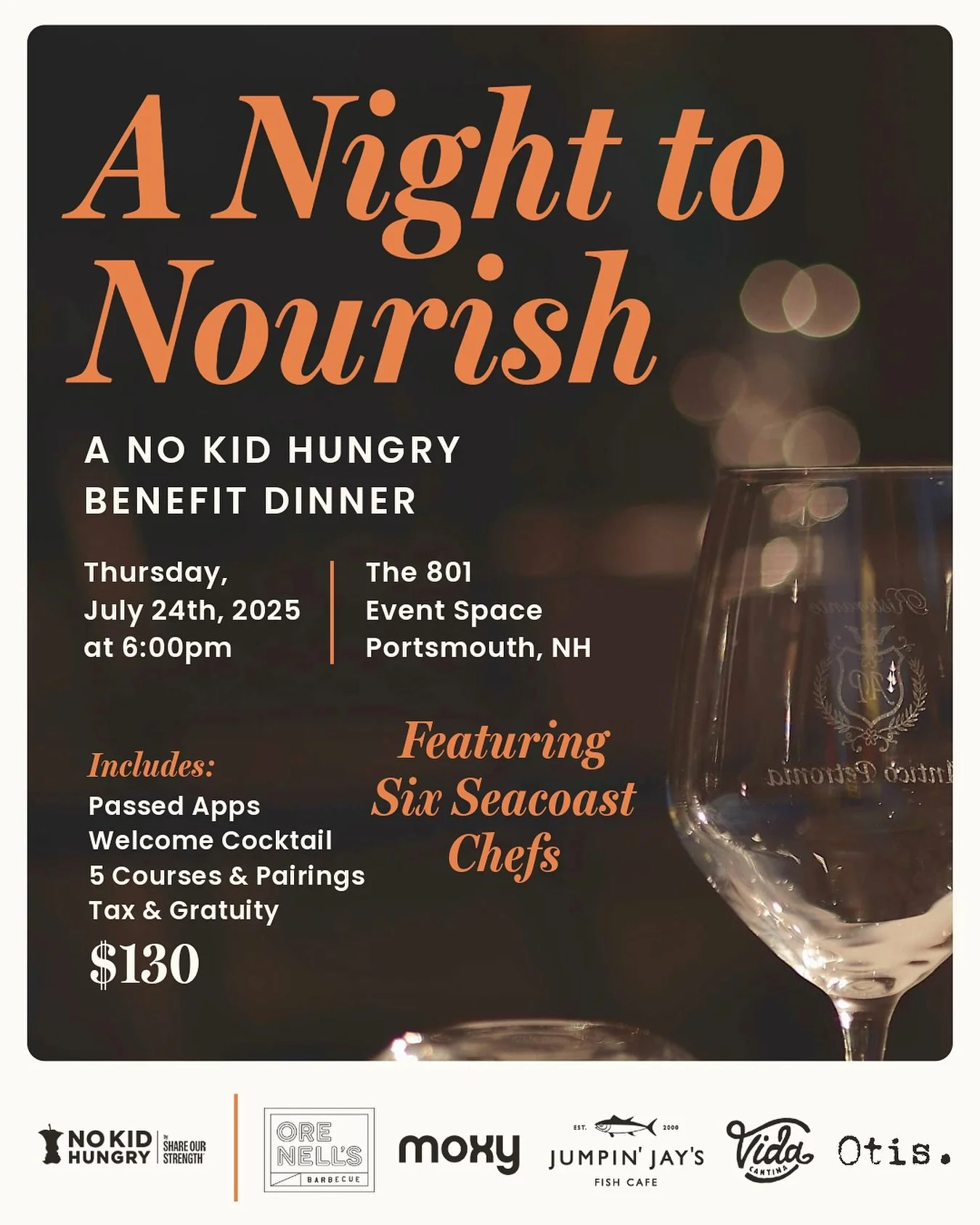 SOLD OUT! Thank you to everyone who purchased tickets, we can&rsquo;t wait to see you there! 

Tickets are live! Join us July 24th for a special benefit dinner with @nokidhungry a nonprofit dedicated to ending childhood hunger. 
 
Enjoy passed apps, 
