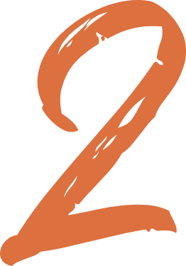 A large, stylized number 2 in orange against a black background.