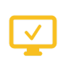 Icon of a computer monitor displaying a checkmark