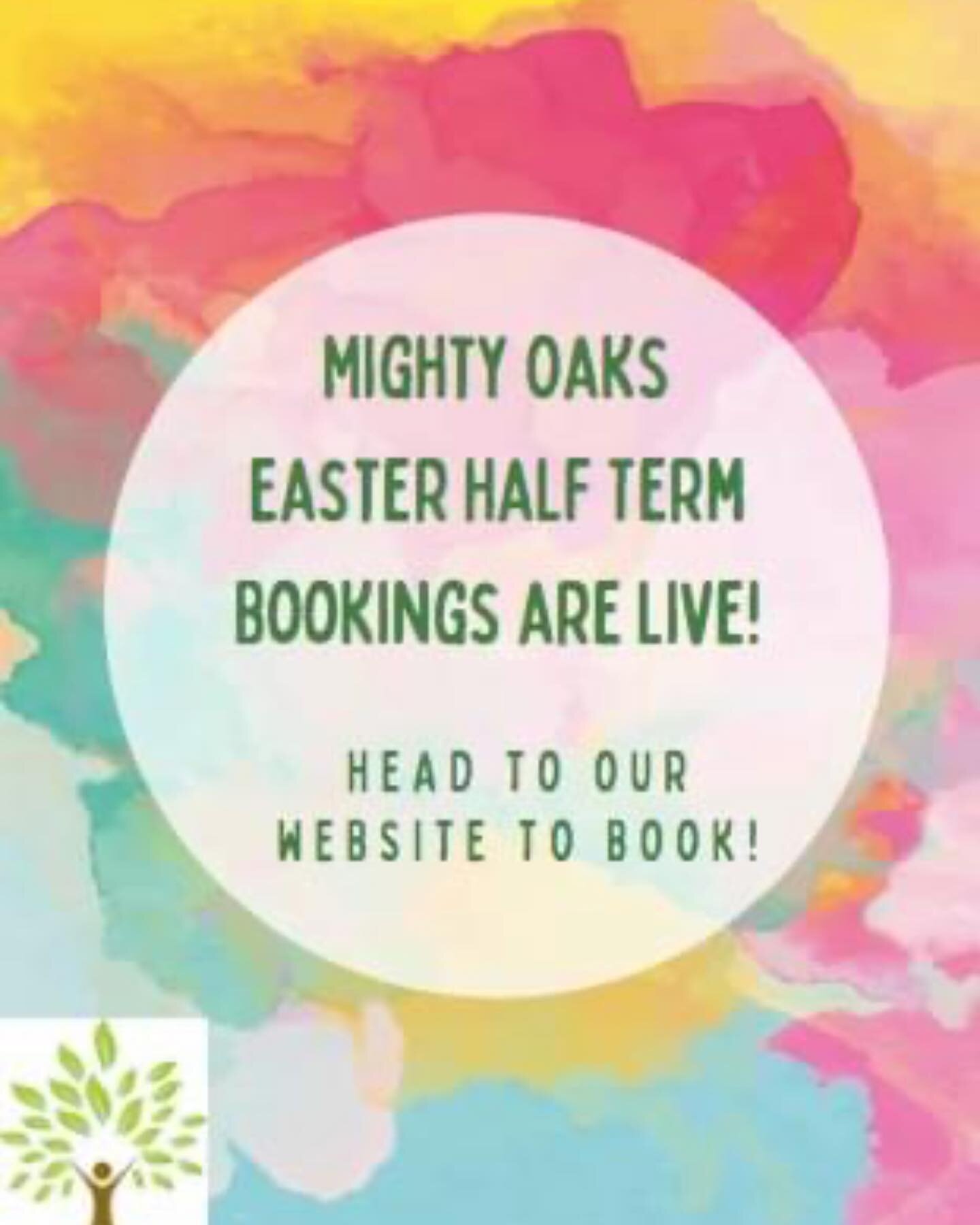 We have a few spaces left for our Mighty Oaks club over Easter at either our Coalway or English Bicknor site. Please take a look at our website for activities/days out. 

Please can we ask that you either book online or email Amber, our Mighty Oaks l