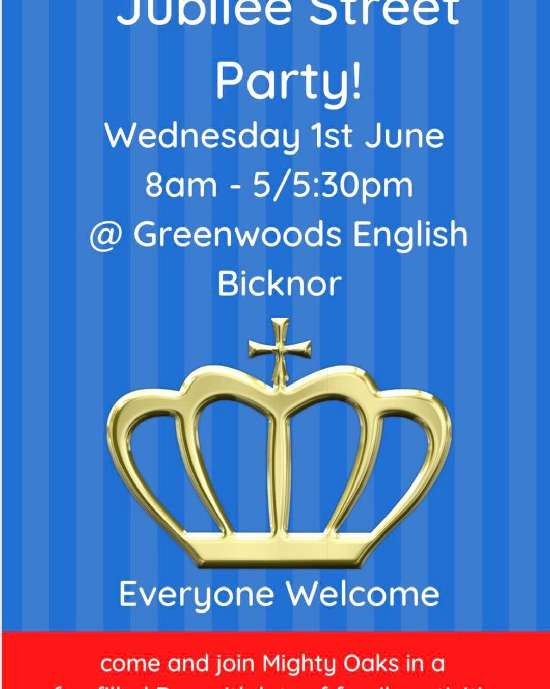 Greenwood&rsquo;s Nursery Limited are holding our own Jubilee Street Party for all of our nursery, school children and families. Entrance is free 😊

We are holding the event for a whole day to hopefully give everyone, especially those working the ch