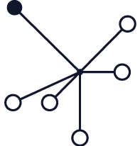 Geometric drawing of an outline square with sections divided by vertical, horizontal, and half circle lines.
