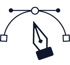 Geometric drawing of an outline square with sections divided by vertical, horizontal, and circle lines.