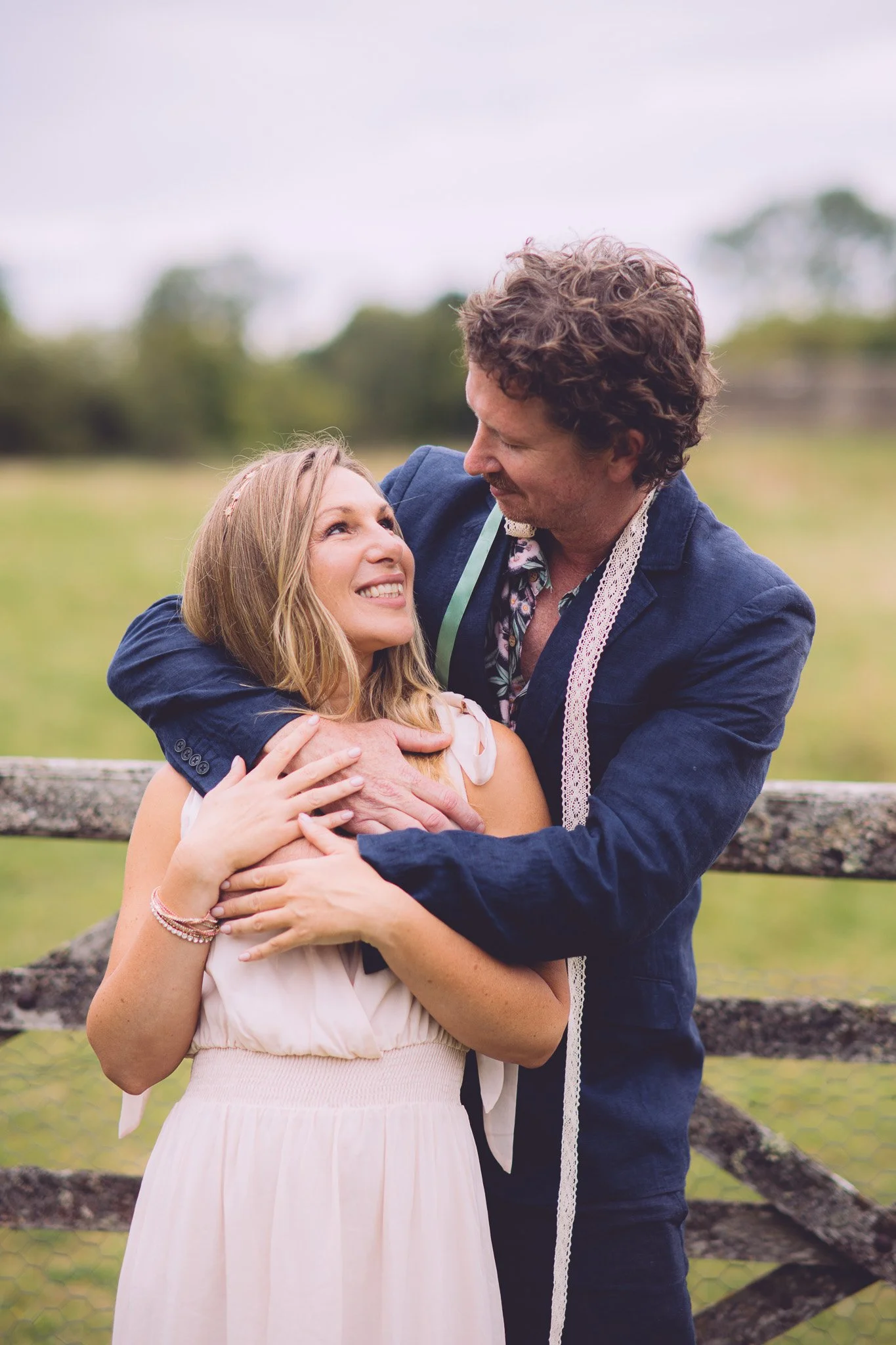 Couple hugging and laughing