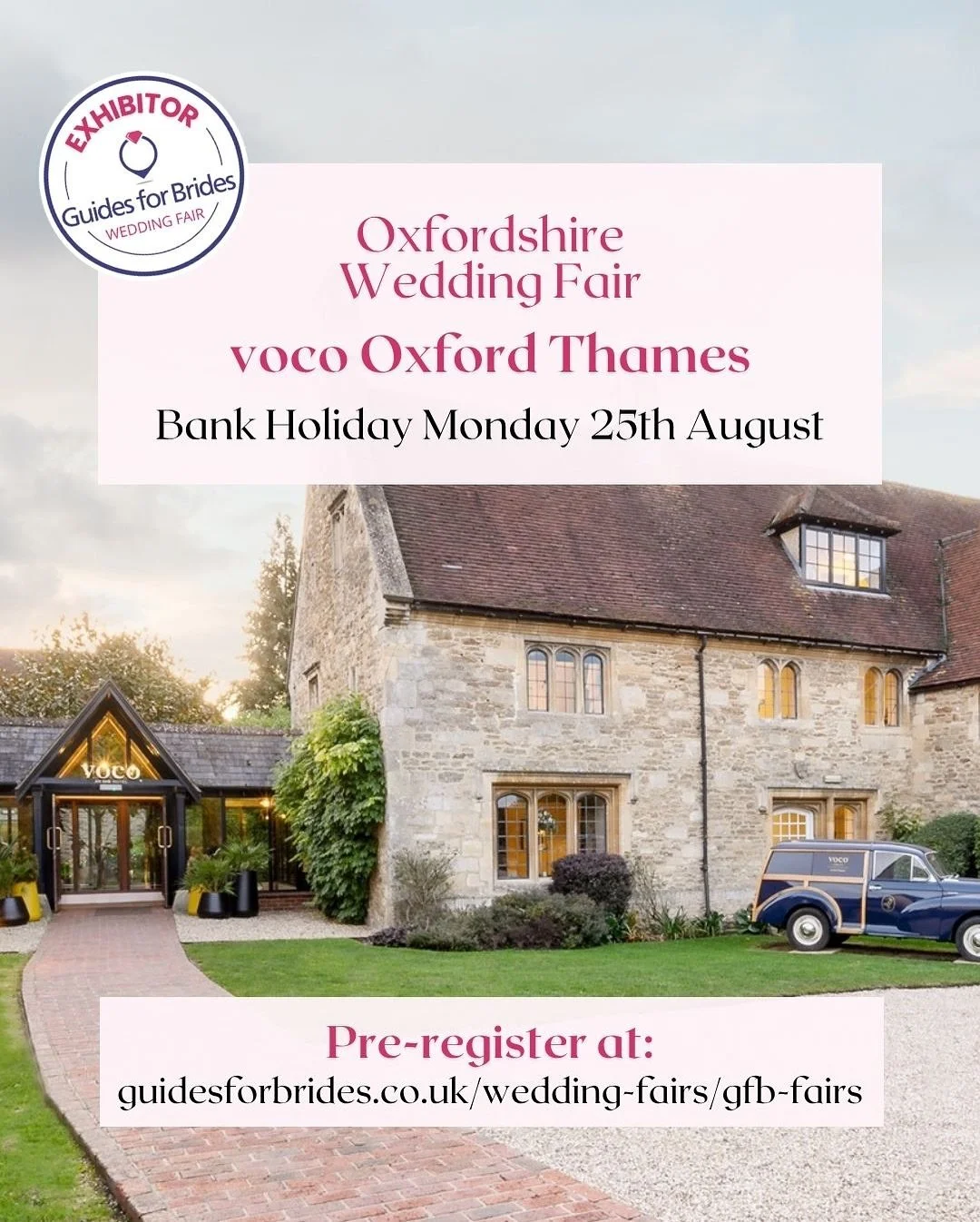 📣 Come Say Hello!

I&rsquo;ll be exhibiting at the Oxfordshire Wedding Fair at the stunning voco Oxford Thames this Bank Holiday Monday (25th August) &mdash; and I&rsquo;d love to meet you!

Whether you&rsquo;re newly engaged or knee-deep in plannin