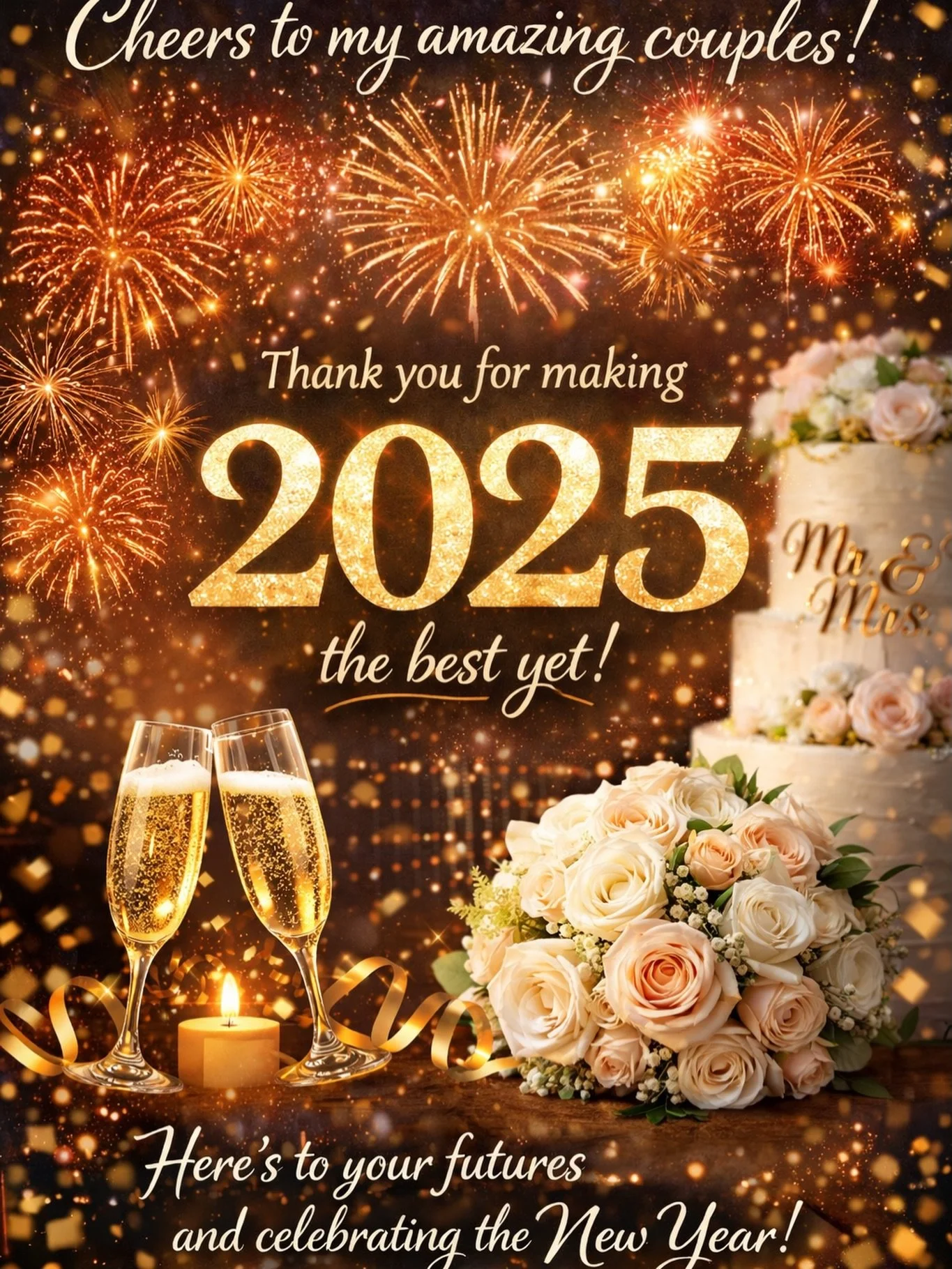 🥂 Happy New Year! 🥂

Thank you to every couple who trusted me with their wedding in 2025.
What a year. Incredible people, unreal days, and moments I&rsquo;ll never forget.

It&rsquo;s honestly a privilege to be part of your stories and to capture d