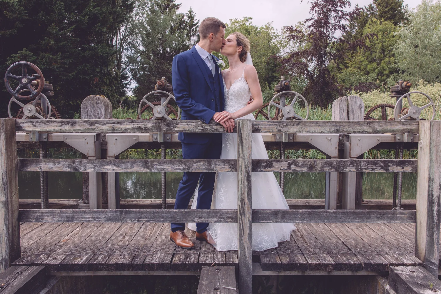Couple on a wooden bridge