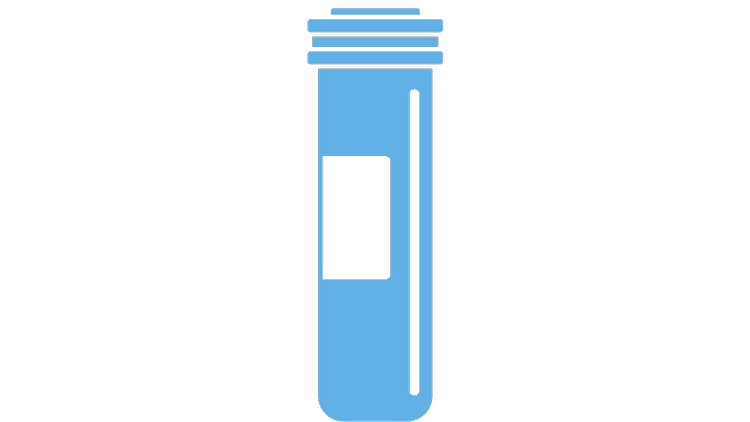Clip art of a small blue medical vial with a cap. Click on image to view HIV/STI Testing page.