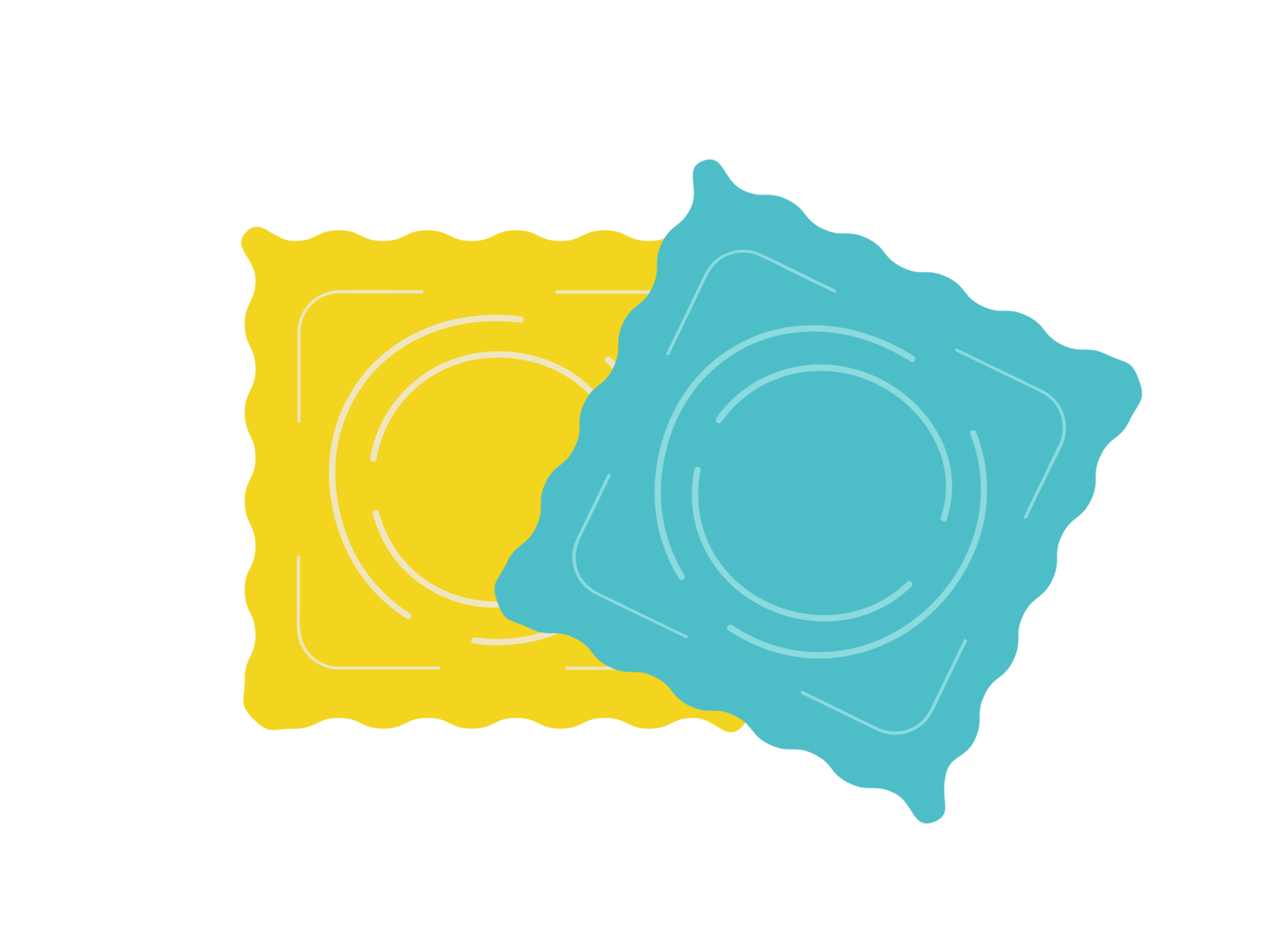 Clip art of two overlapping condom packages, one yellow and one blue. Click on image to view Order Condoms page.