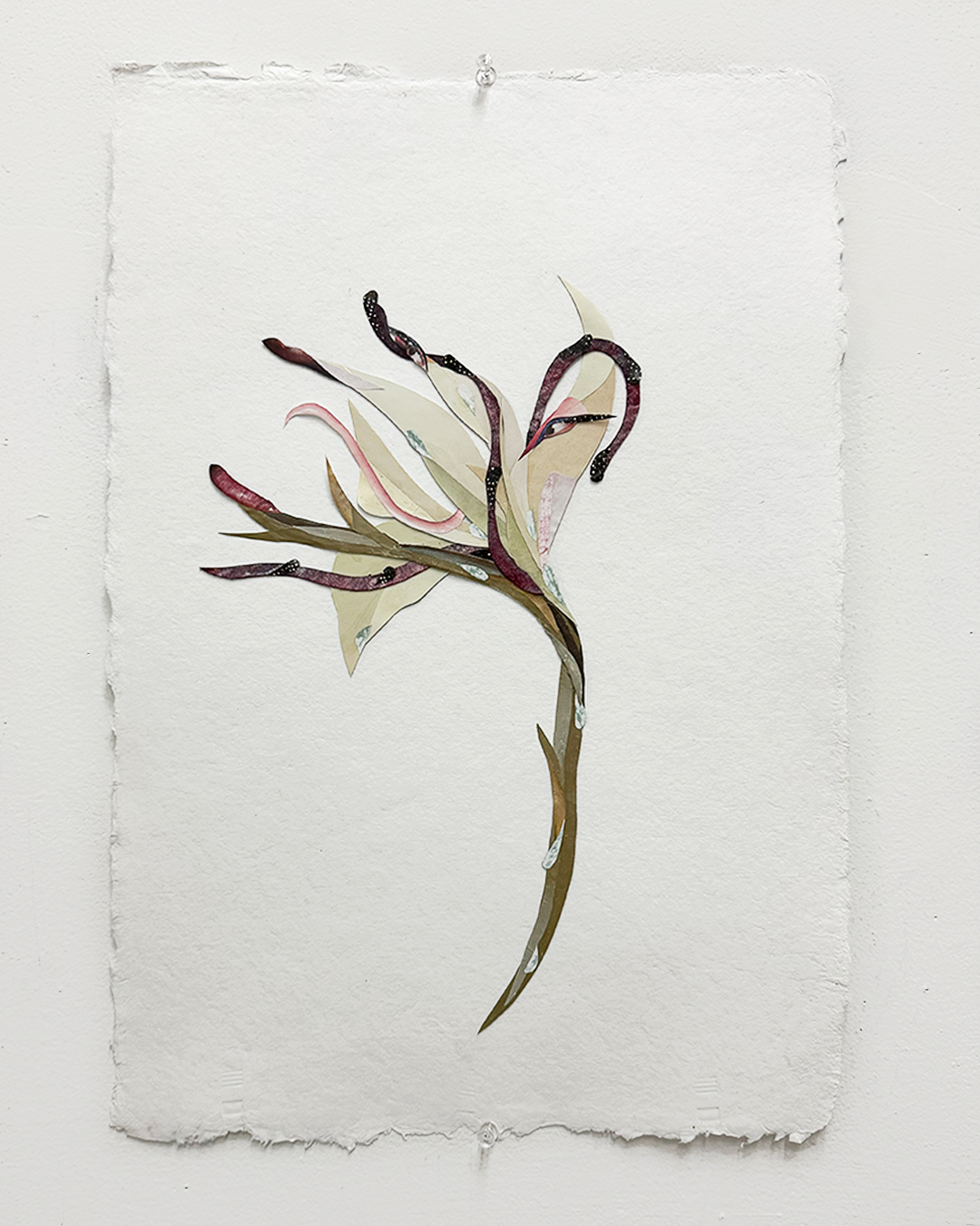 “Flower Study II (Lily)” 2025
Collage, ink, watercolor on paper
12.5 x 18.5 inches (32 x 47 cm)